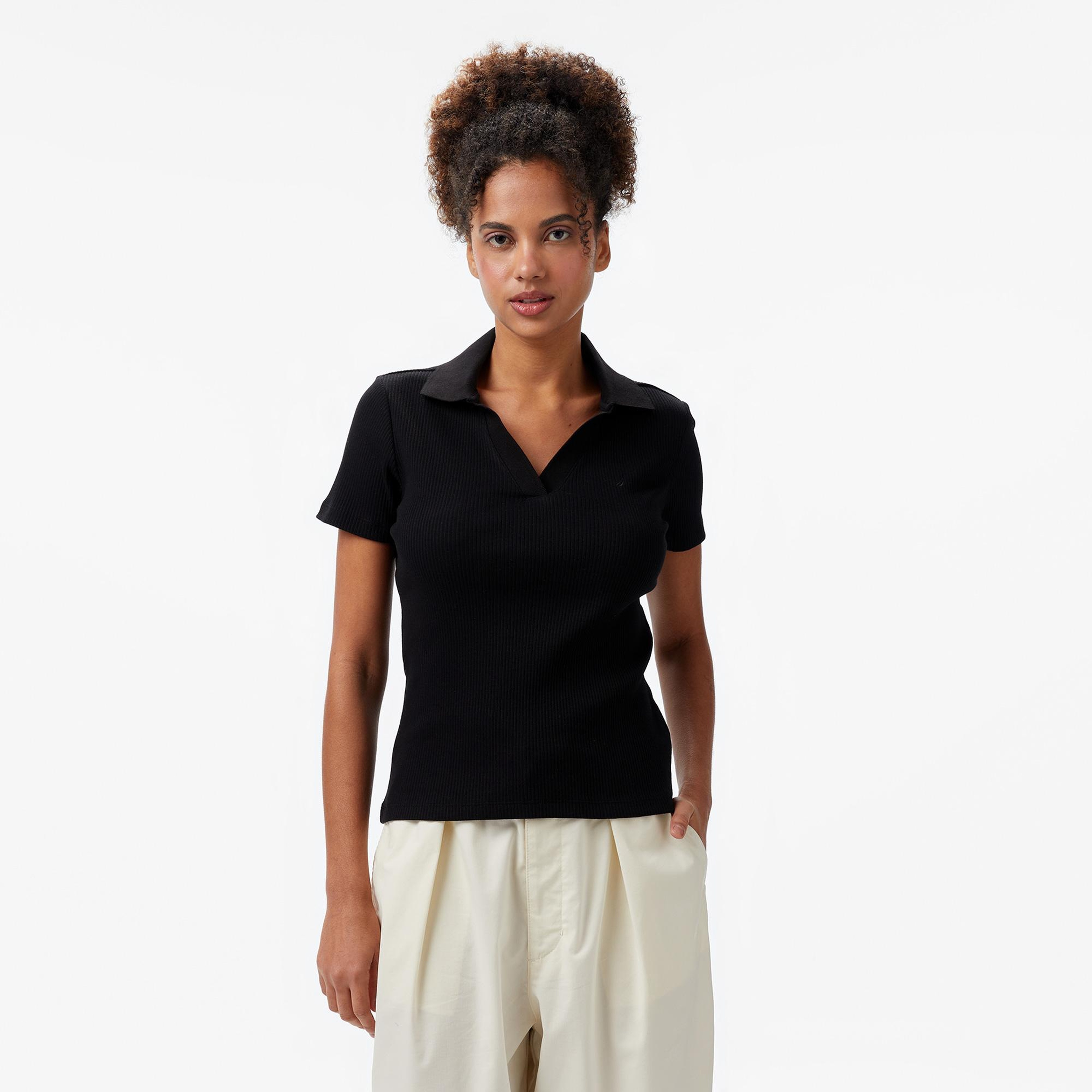 Nautica Kadın Siyah Slim Fit Polo Yaka T-Shirt