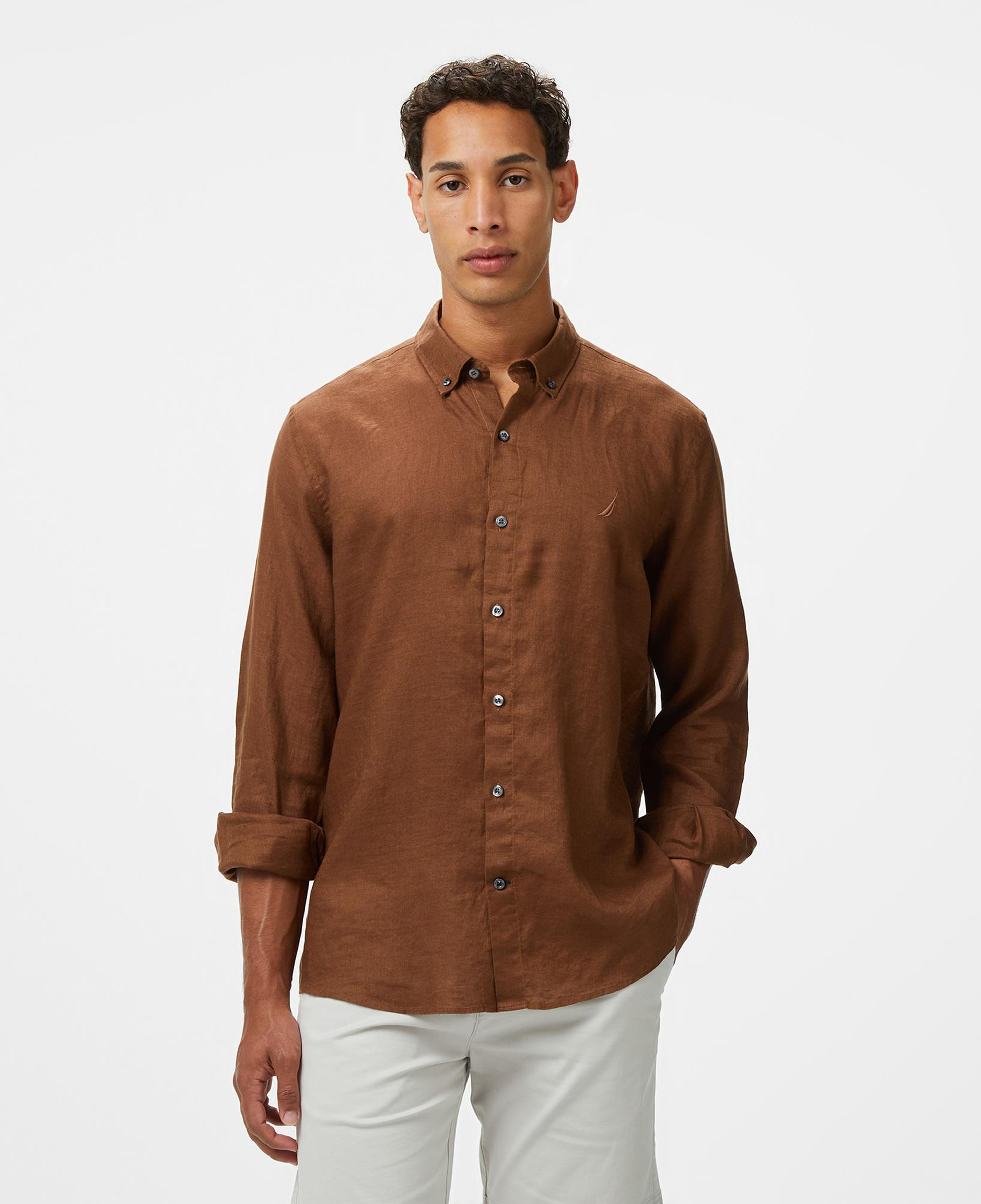 Nautica Erkek Kahverengi Classic Fit Gömlek