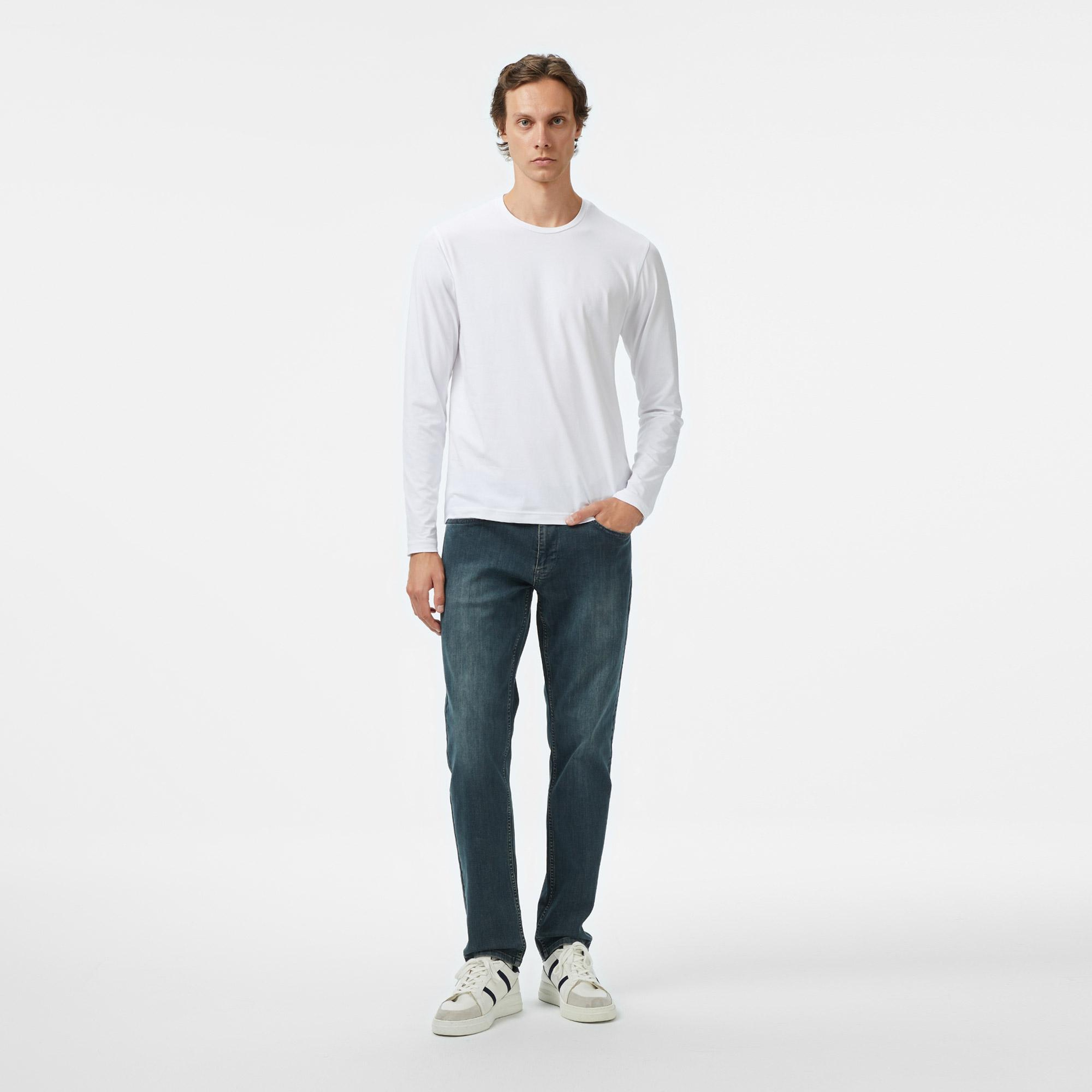 Nautica Erkek Beyaz Classic Fit Uzun Kollu T-Shirt