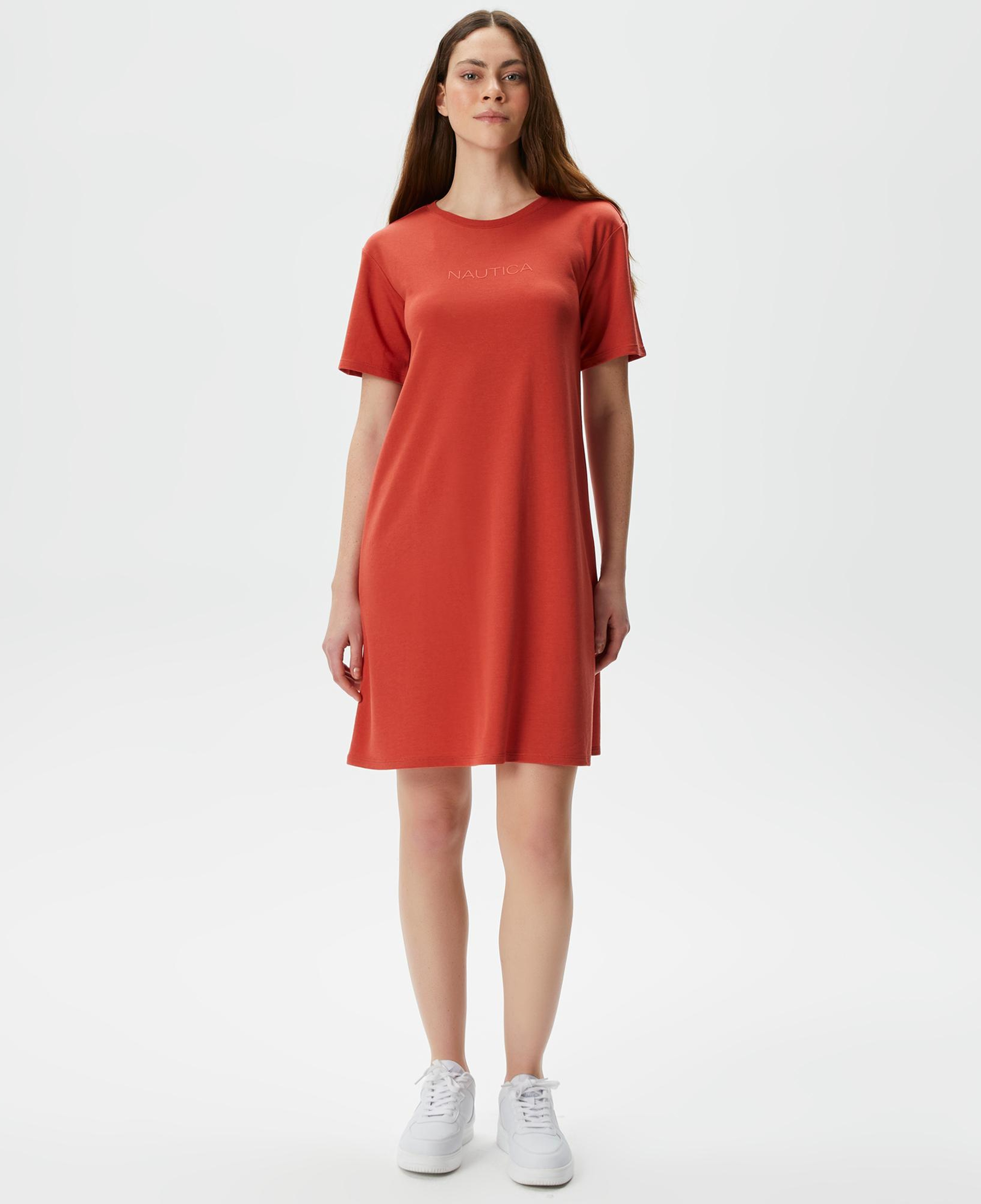 Nautica Kadın Kırmızı Relaxed Fit Kısa Kollu Elbise