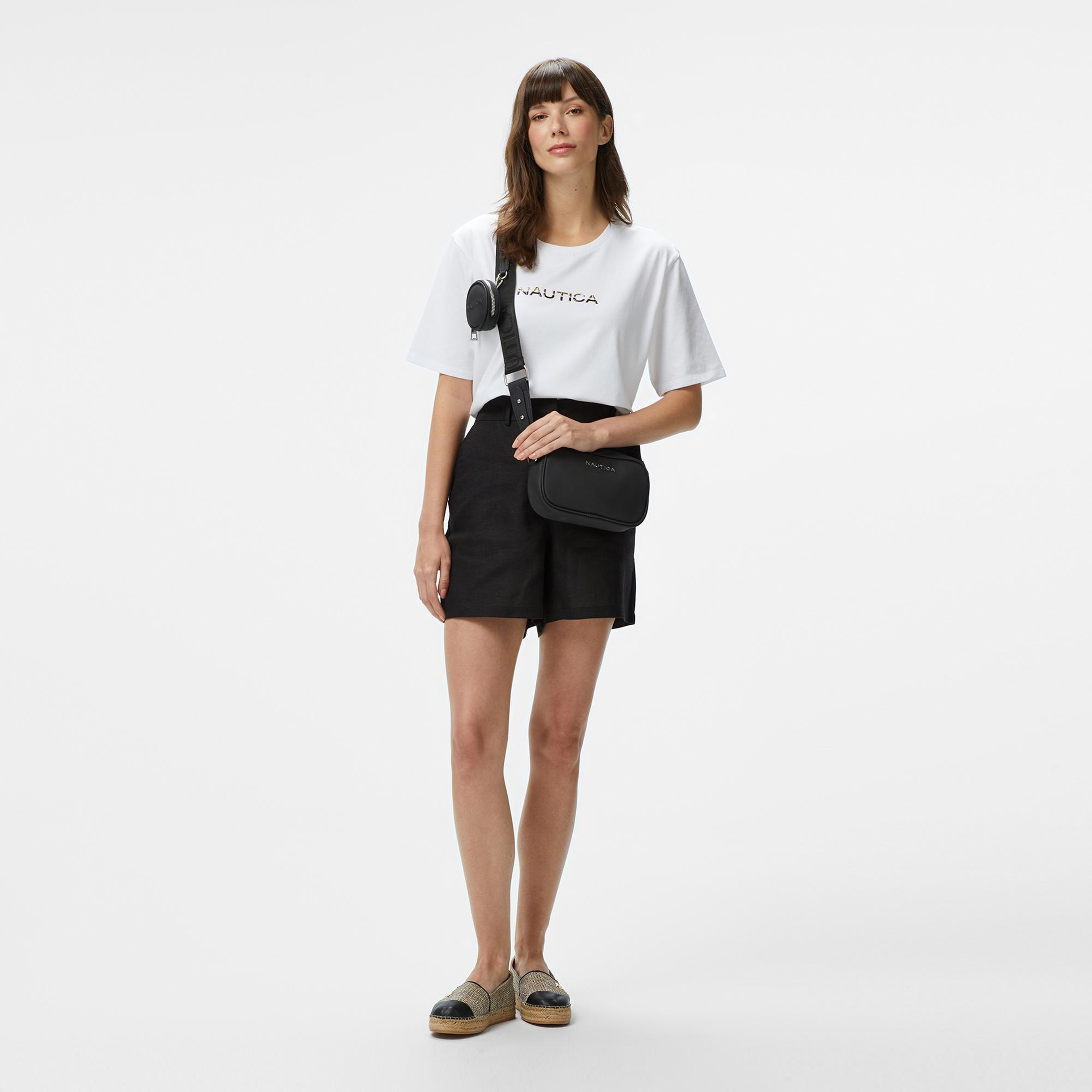 Nautica Kadın Beyaz Regular Fit Baskılı T-Shirt