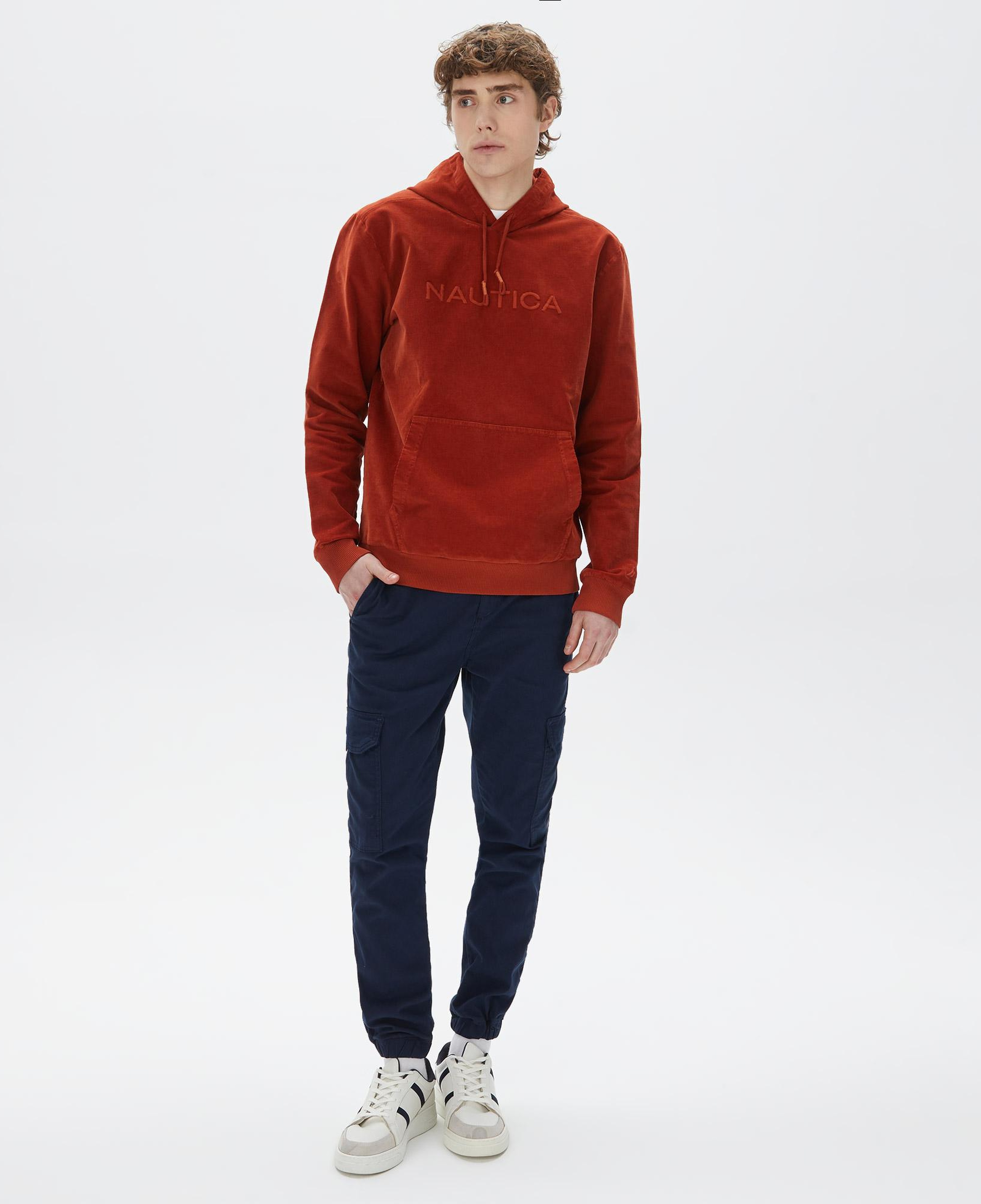 Nautica Erkek Turuncu Standart Fit Kapüşonlu Sweatshirt