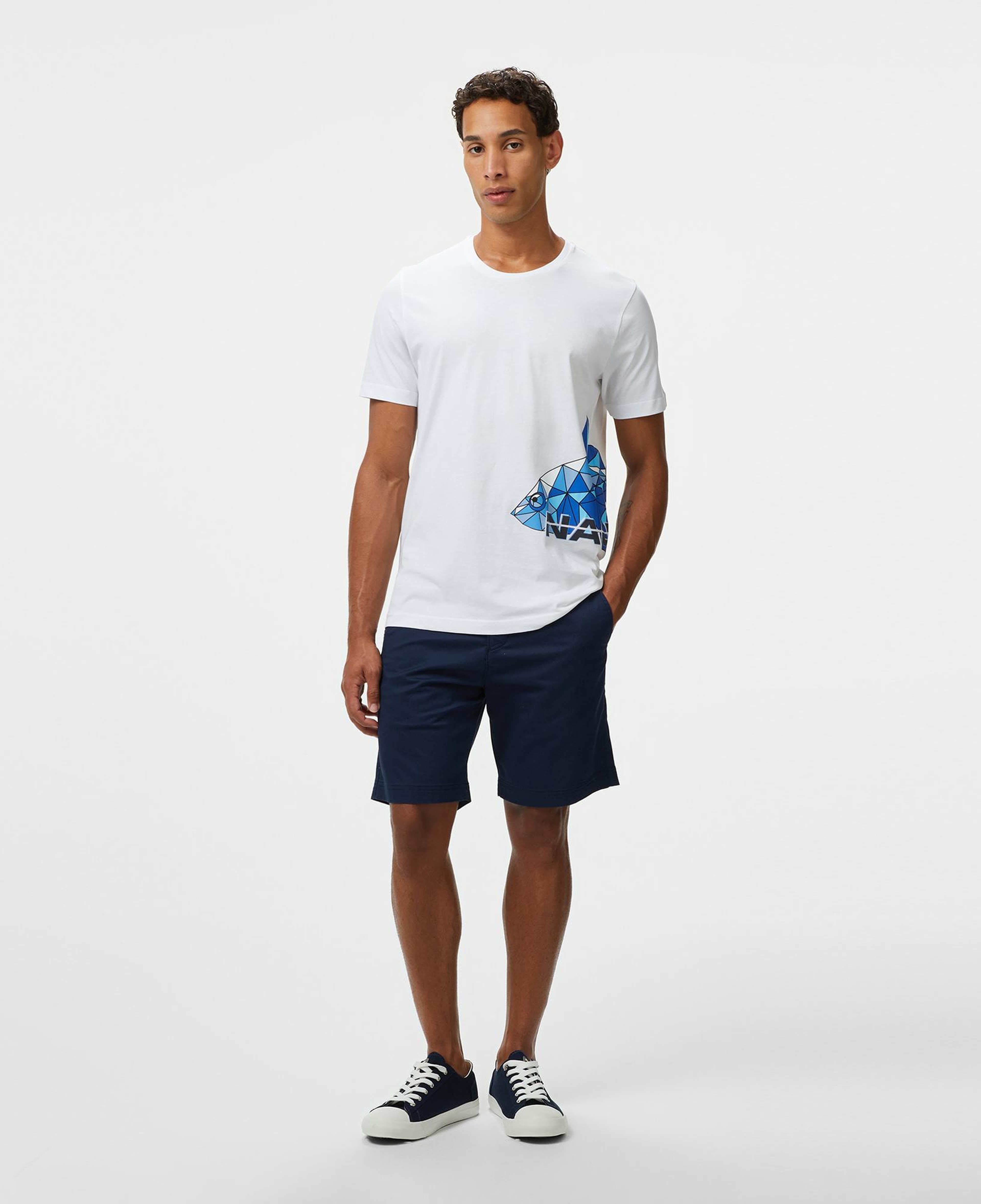 Nautica Erkek Beyaz Regular Fit Baskılı T-Shirt