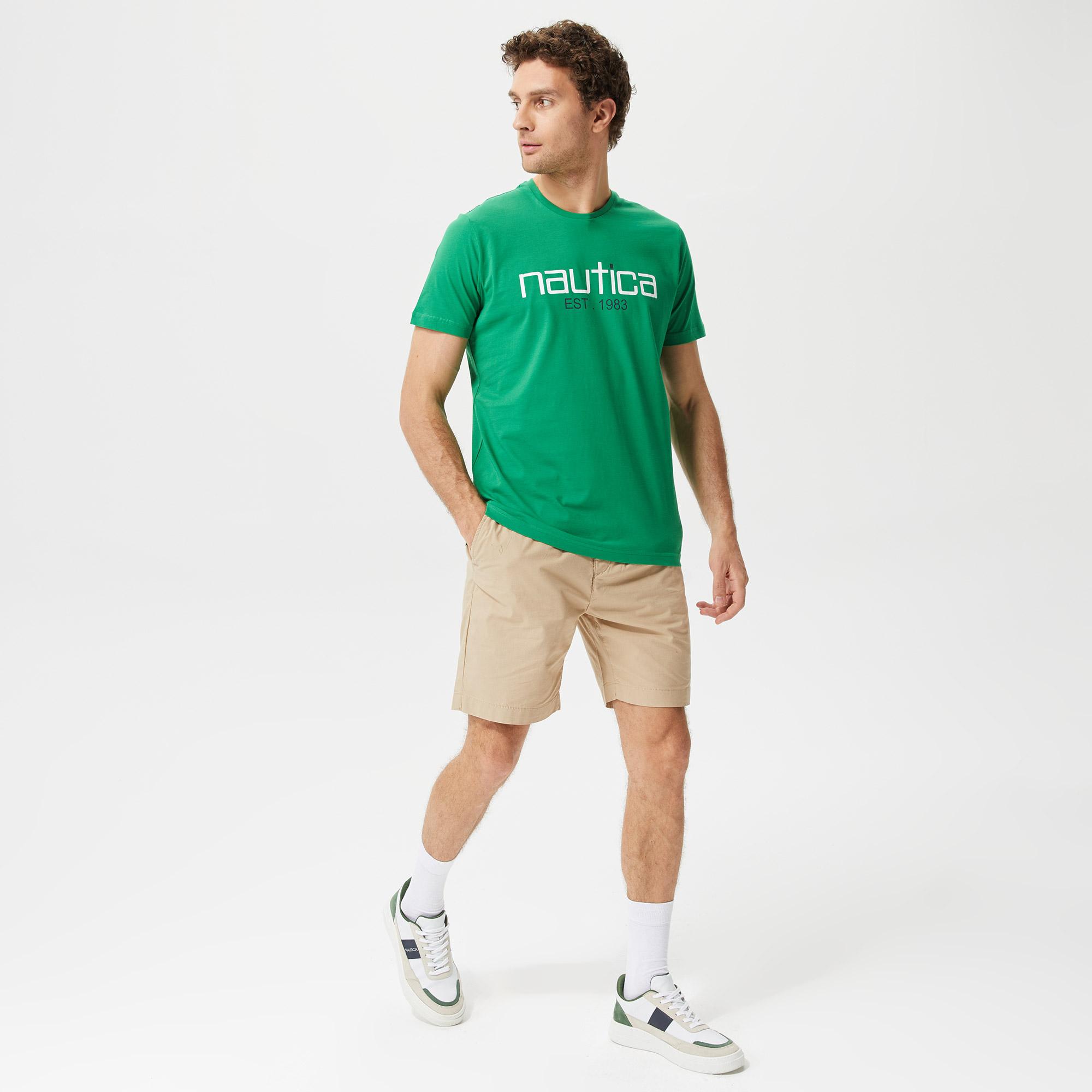 Nautica Erkek Yeşil Desenli Standart Fit T-Shirt