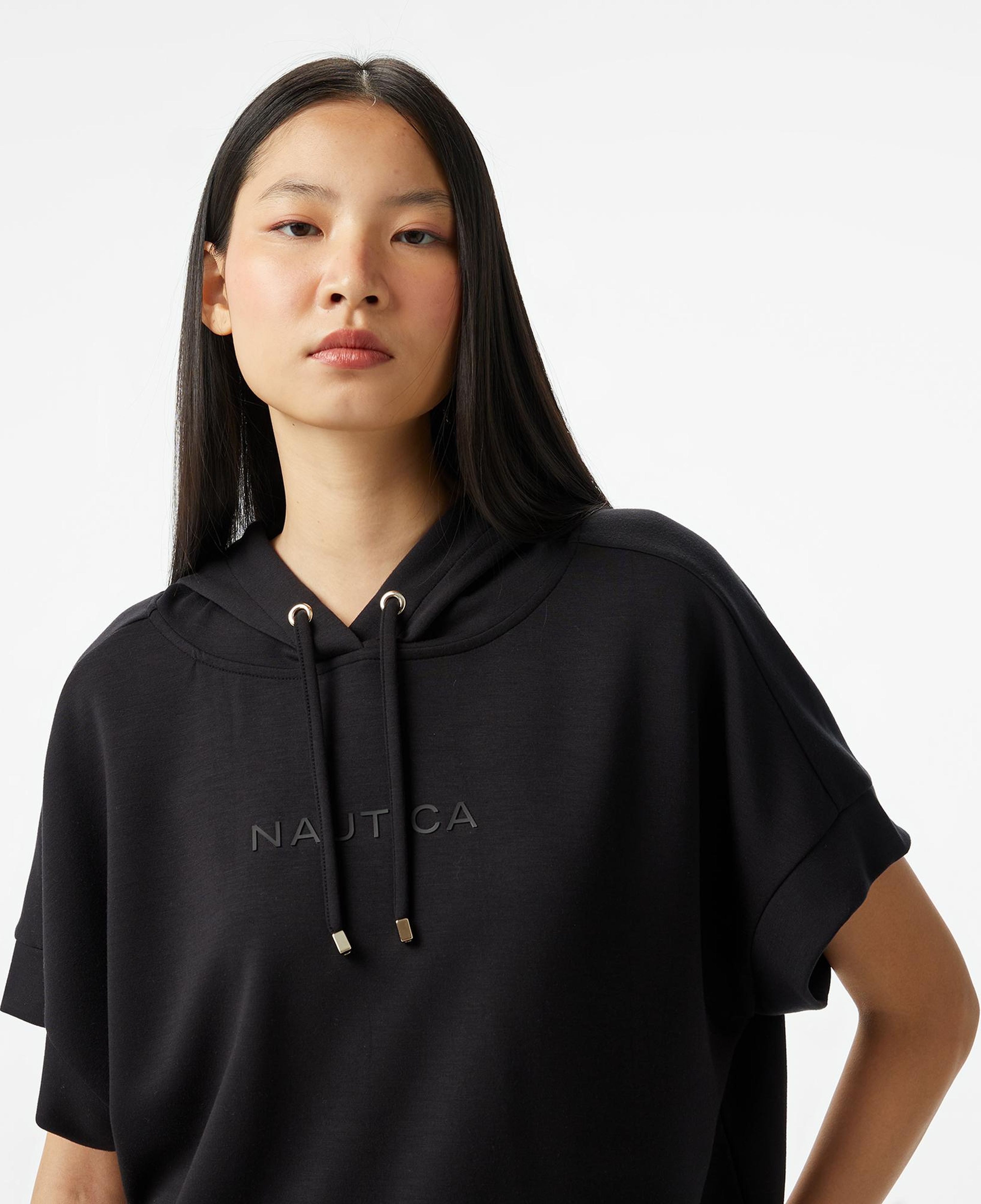 Nautica Kadın Siyah Relaxed Fit Kapüşonlu Sweatshirt