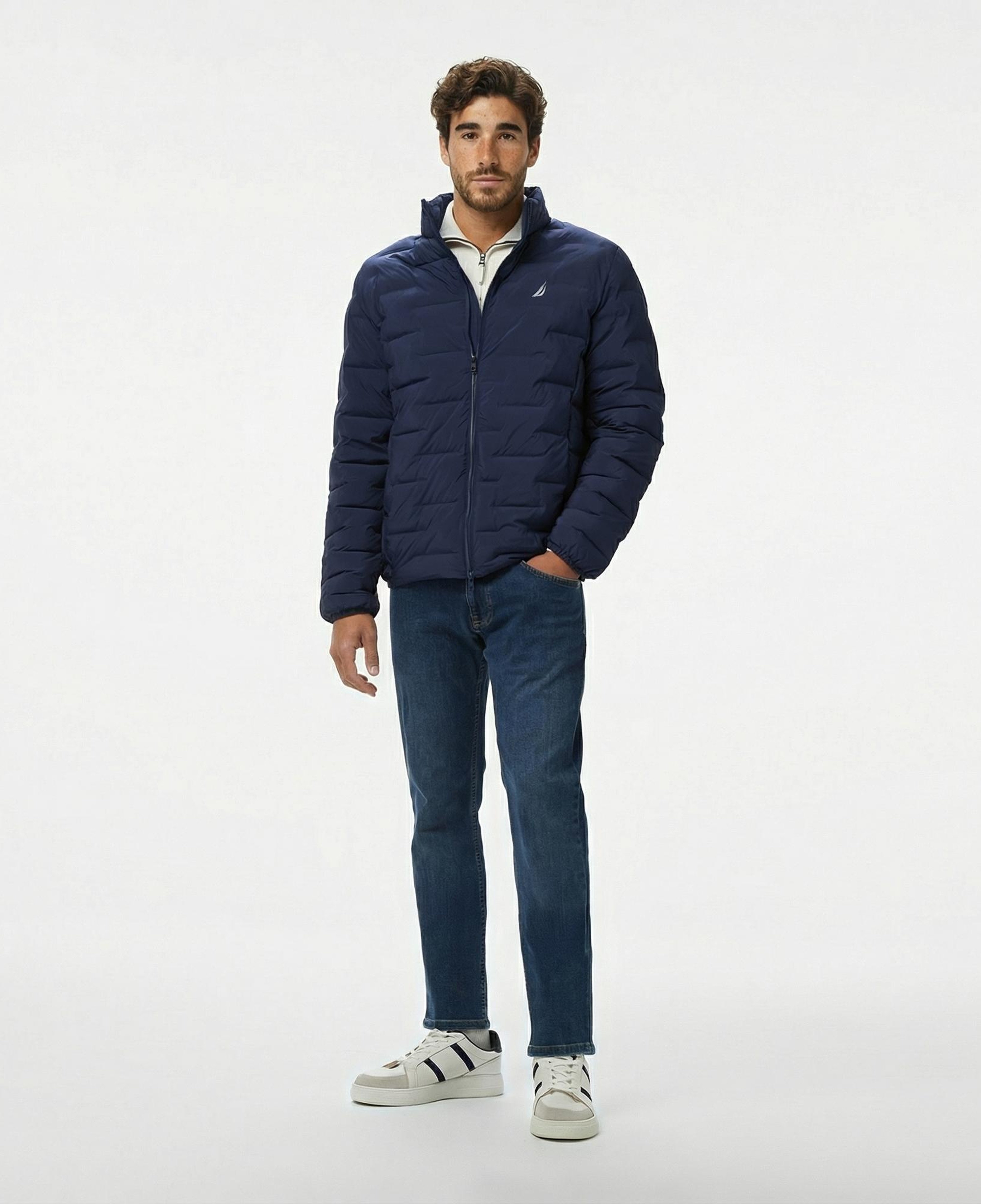 Nautica Erkek Lacivert Standart Fit Dik Yaka Mont