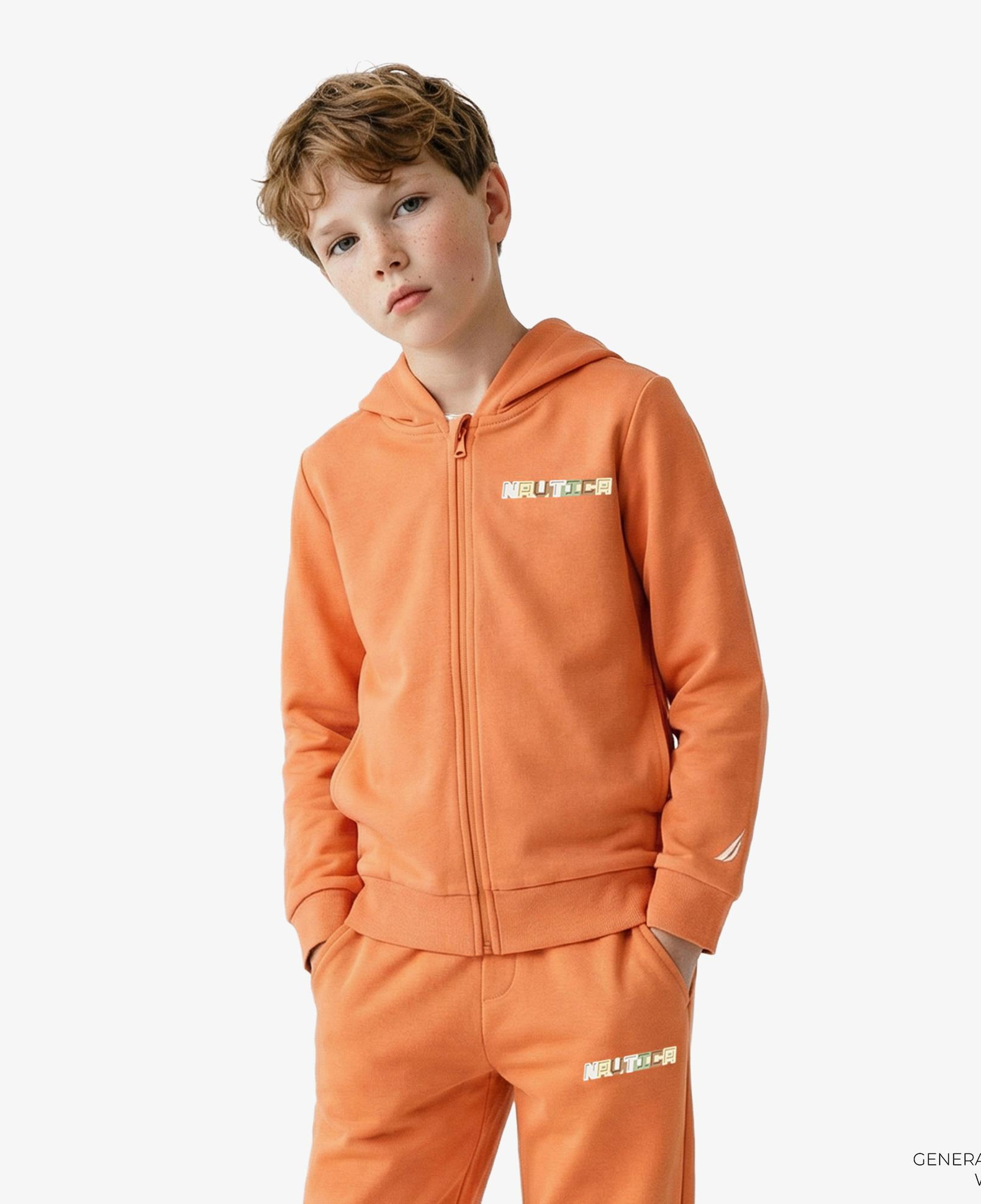 Nautica Erkek Çocuk Turuncu Regular Fit Kapüşonlu Sweatshirt