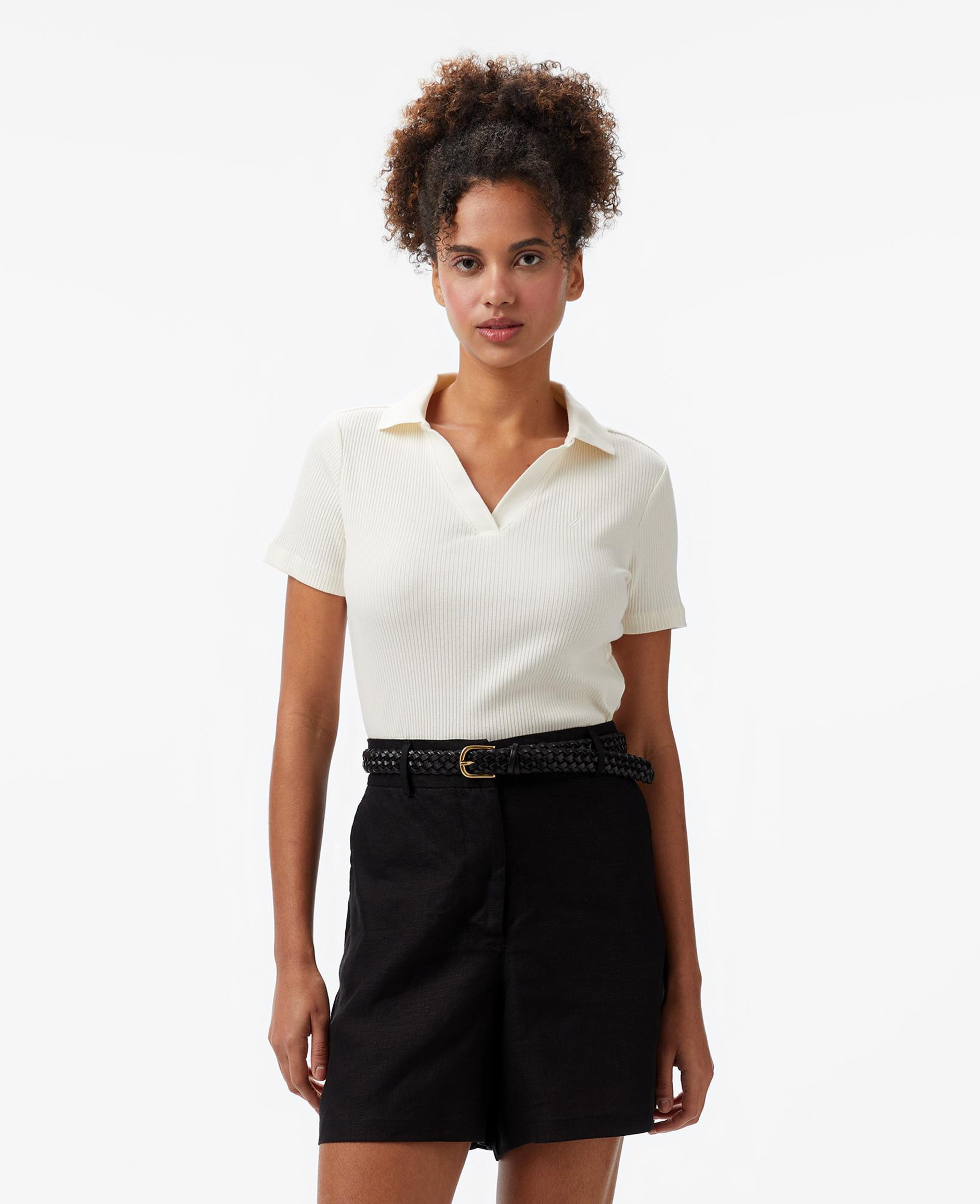 Nautica Kadın Krem Rengi Slim Fit Polo Yaka T-Shirt