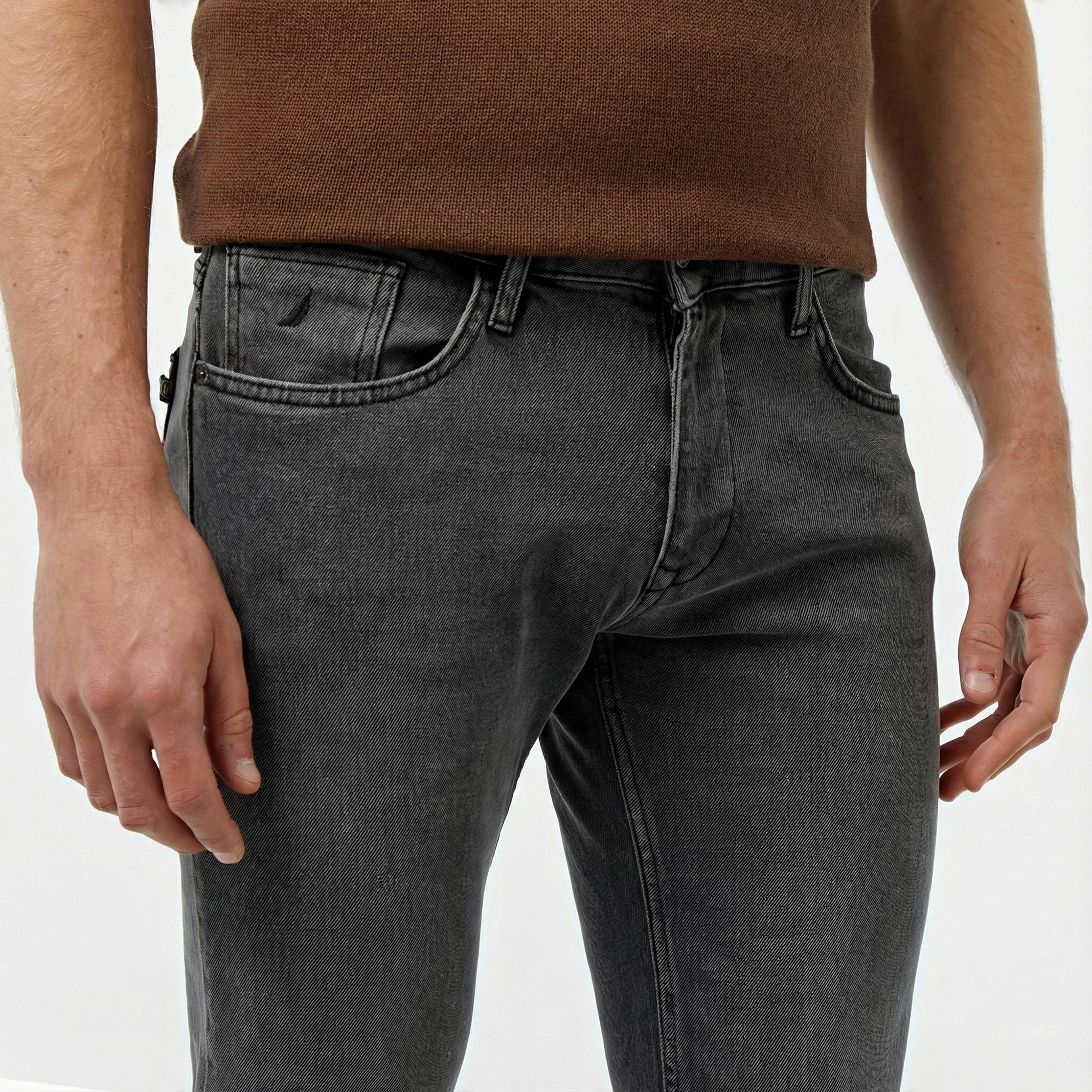 Nautica Erkek Gri Slim Fit Jean Pantolon