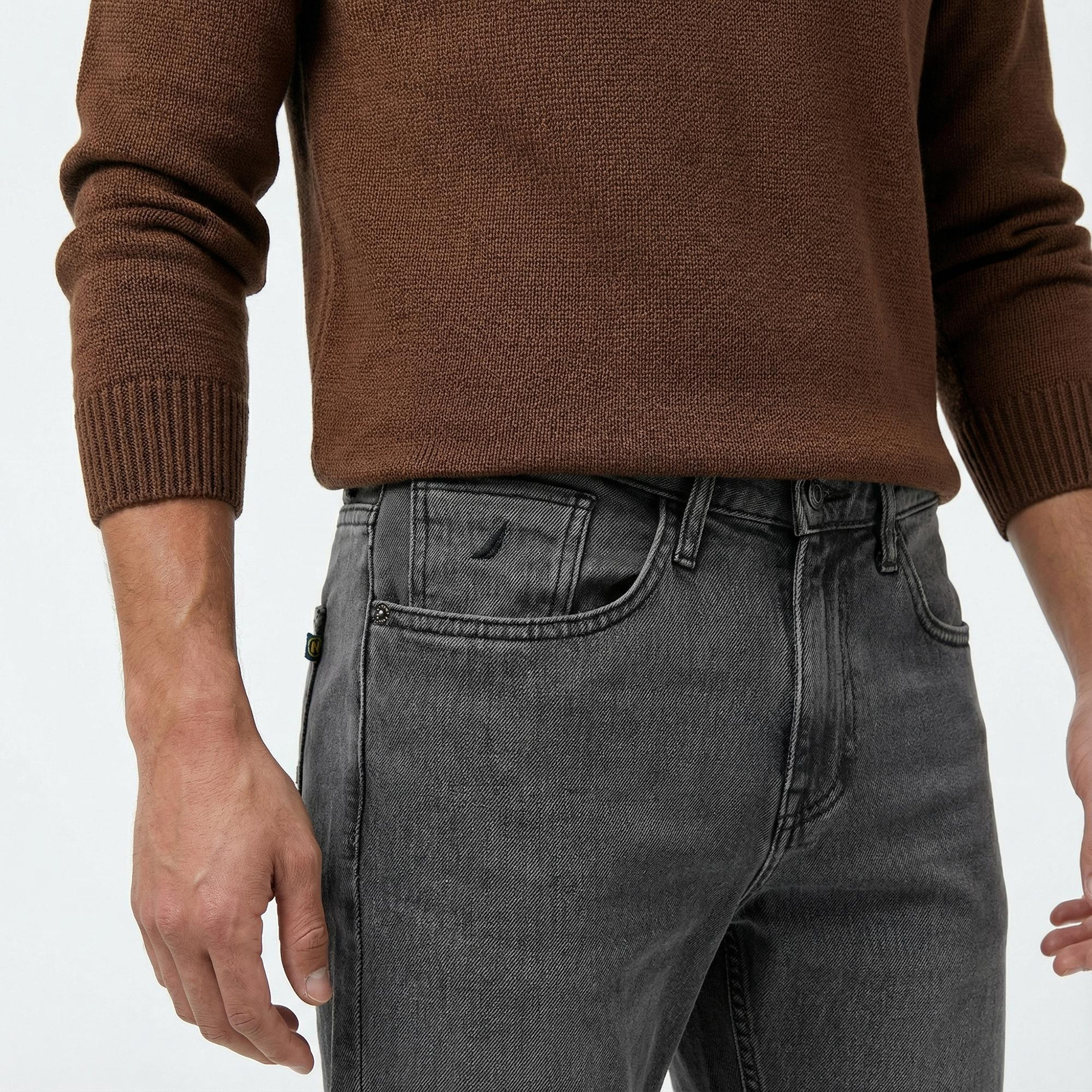 Nautica Erkek Gri Slim Fit Jean Pantolon