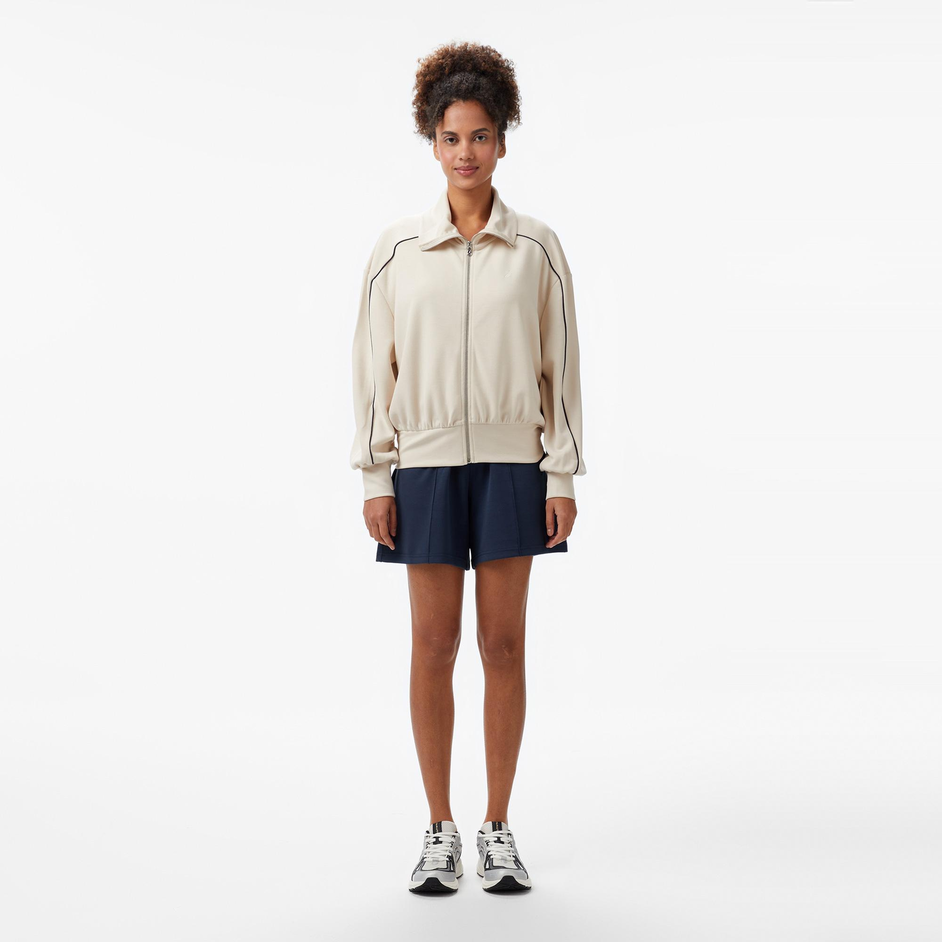 Nautica Kadın Krem Rengi Regular Fit Dik Yaka Sweatshirt