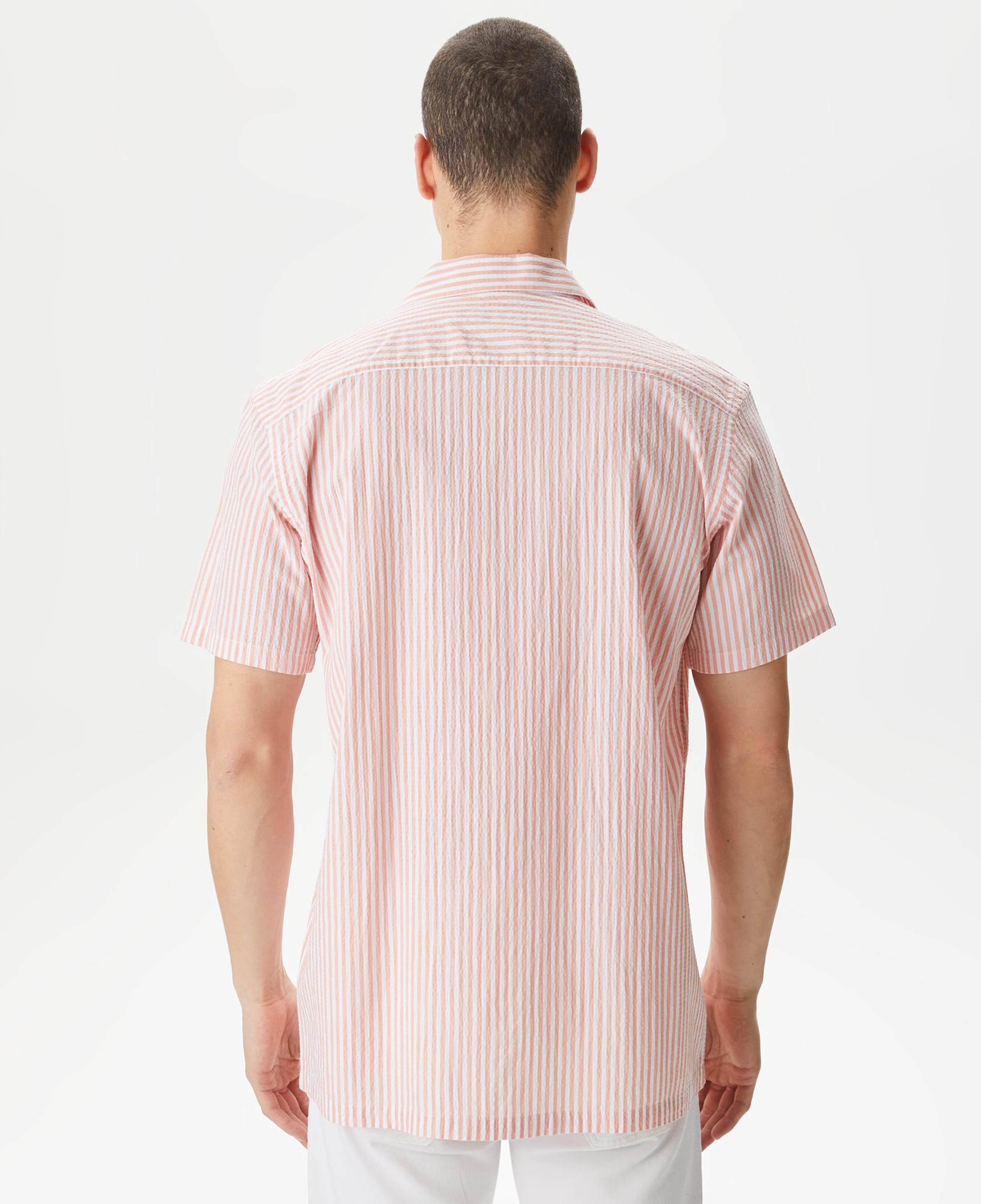 Nautica Erkek Turuncu Classic Fit Kısa Kollu Çizgili Gömlek