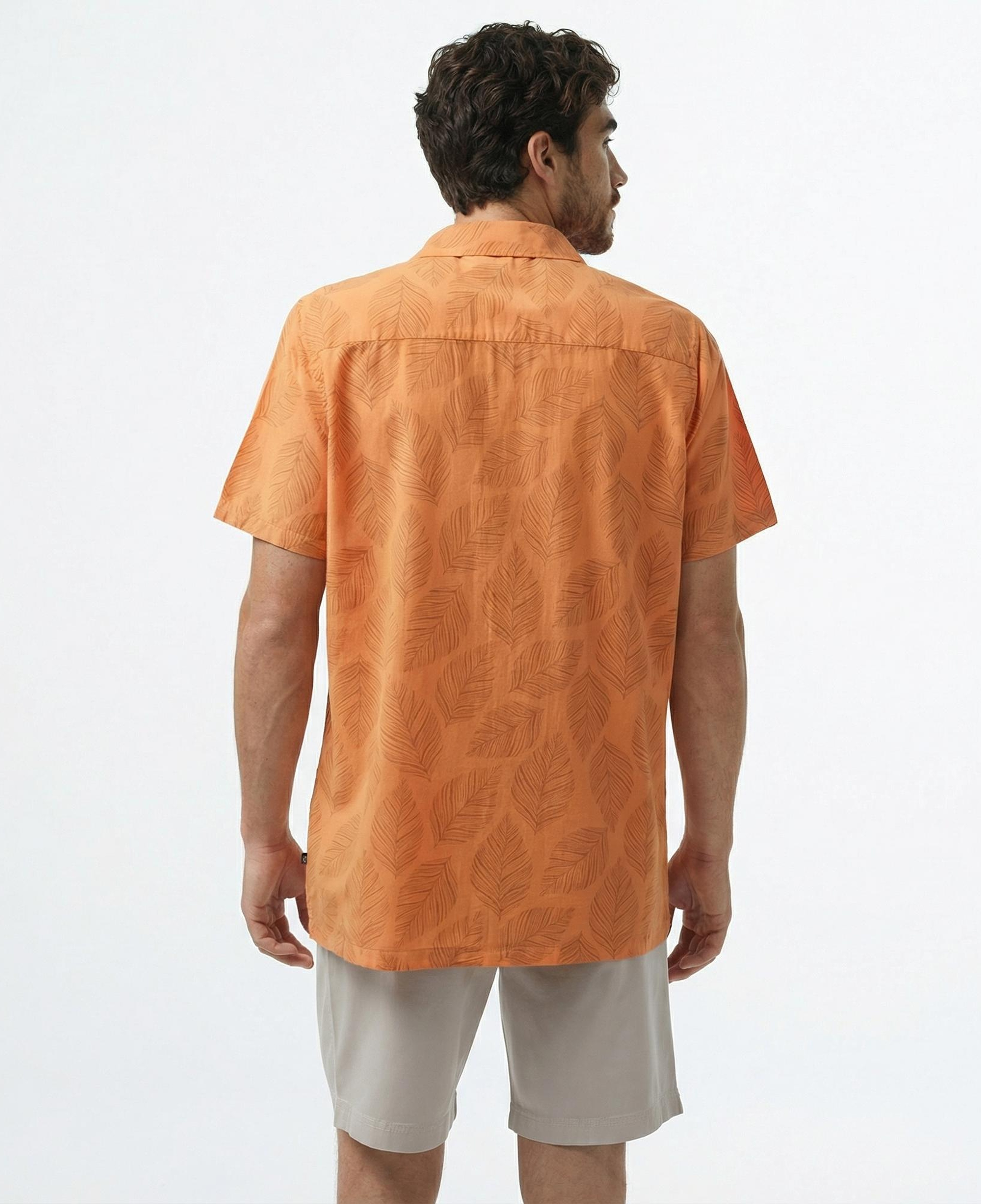 Nautica Erkek Turuncu Classic Fit Kısa Kollu Gömlek