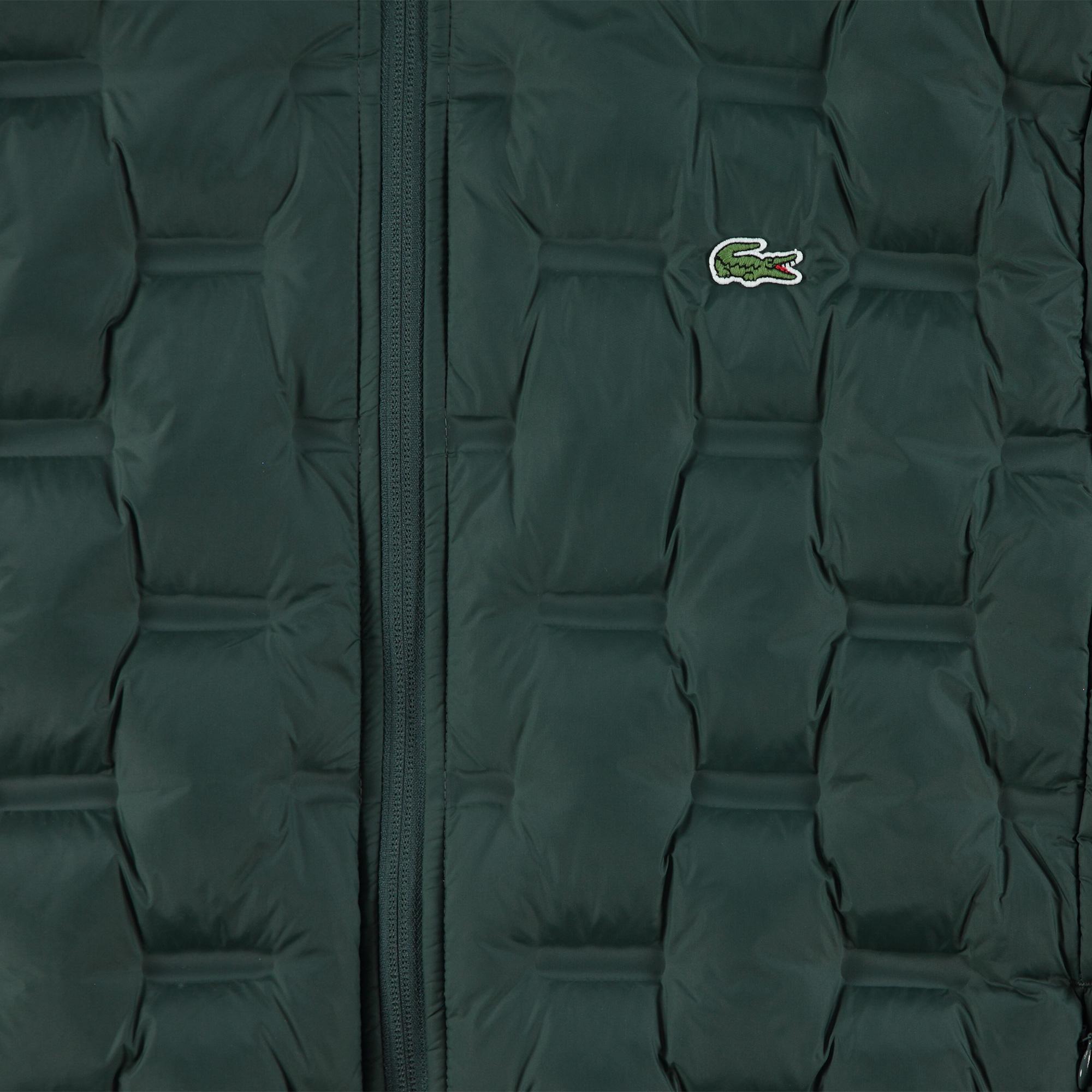 Lacoste Erkek Regular Fit Kapüşonlu Kapitone Koyu Yeşil Mont