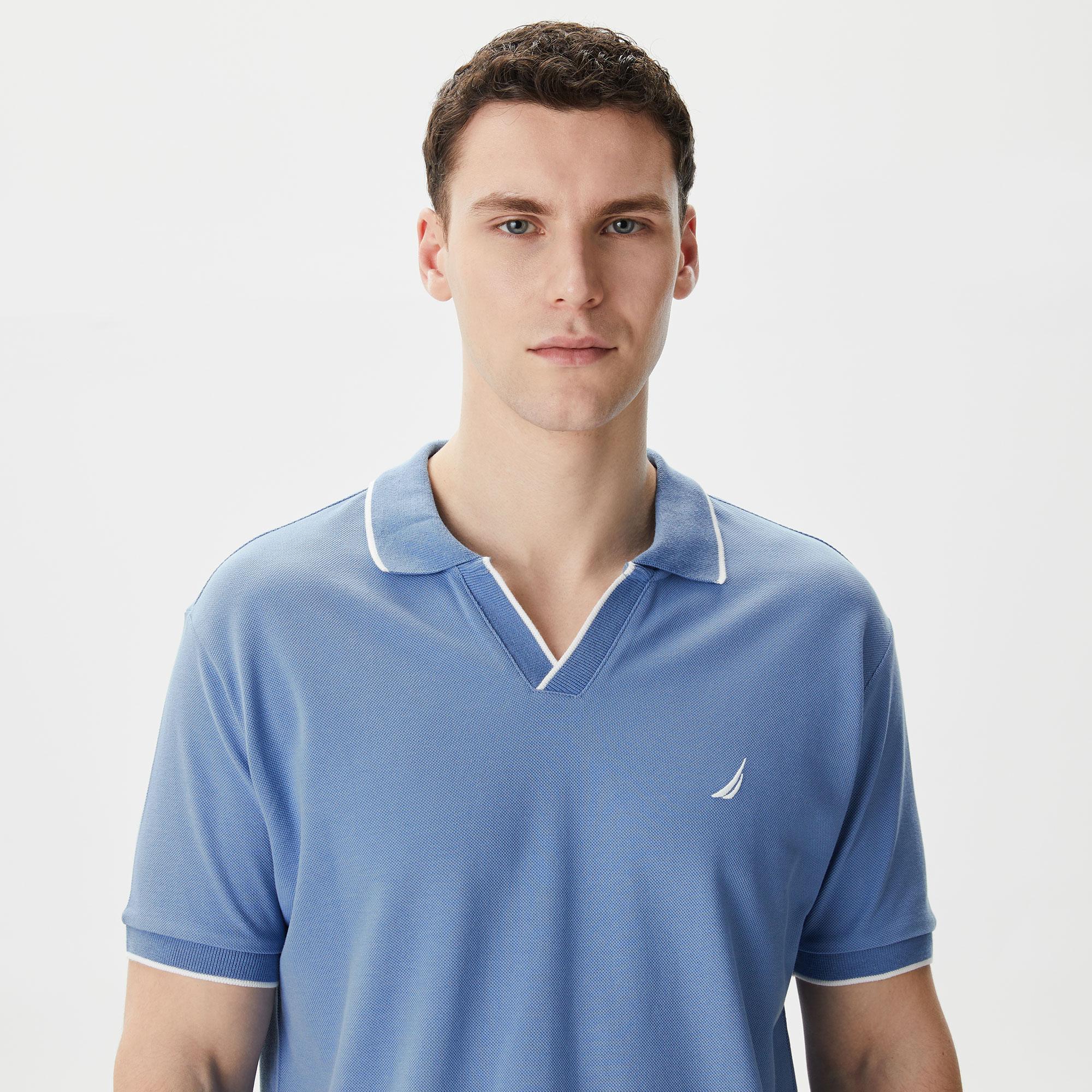 Nautica Erkek Mavi Classic Fit Kısa Kollu Polo Yaka T-Shirt