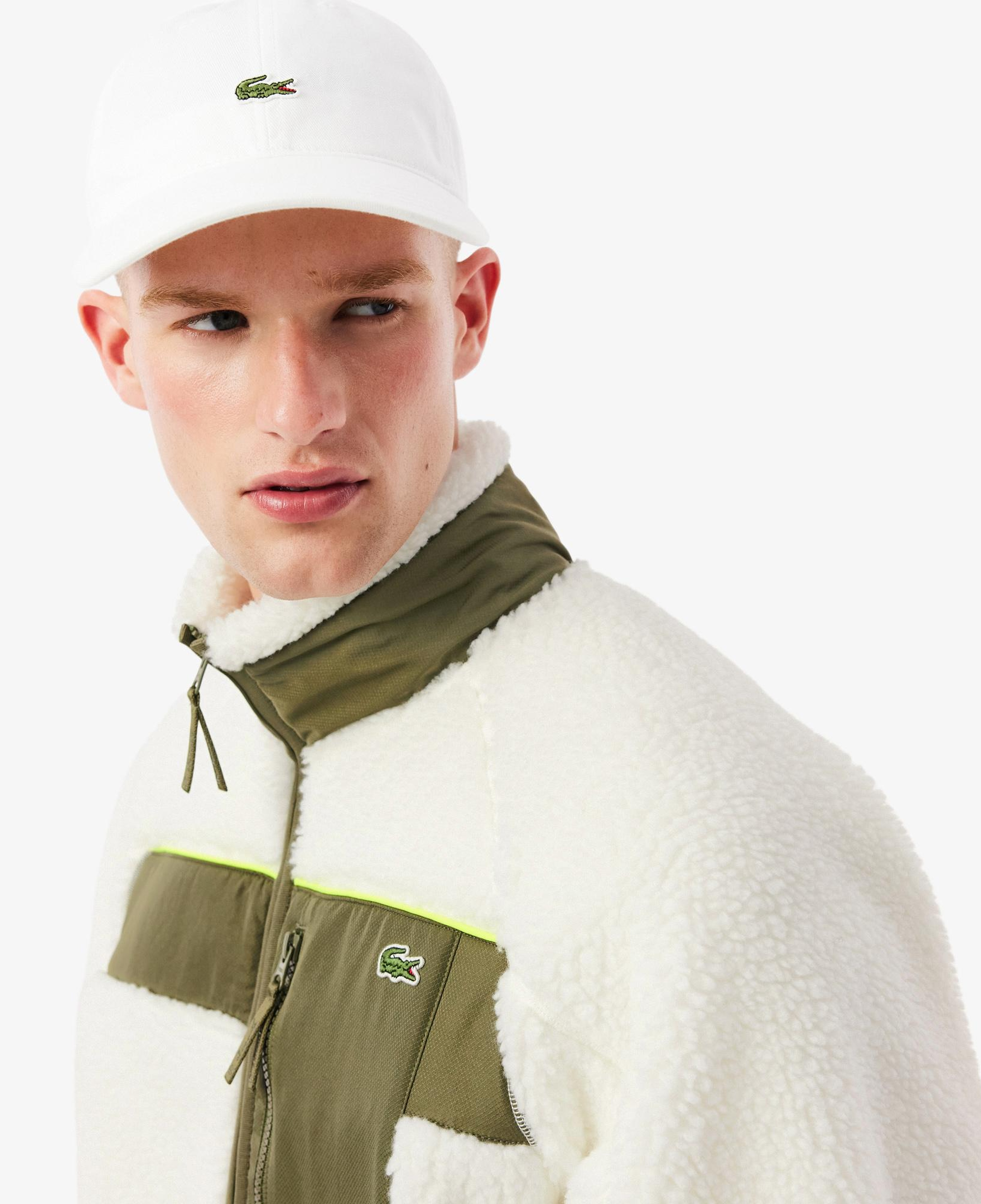 Lacoste Erkek Regular Fit Fermuarlı Renk Bloklu Beyaz Mont