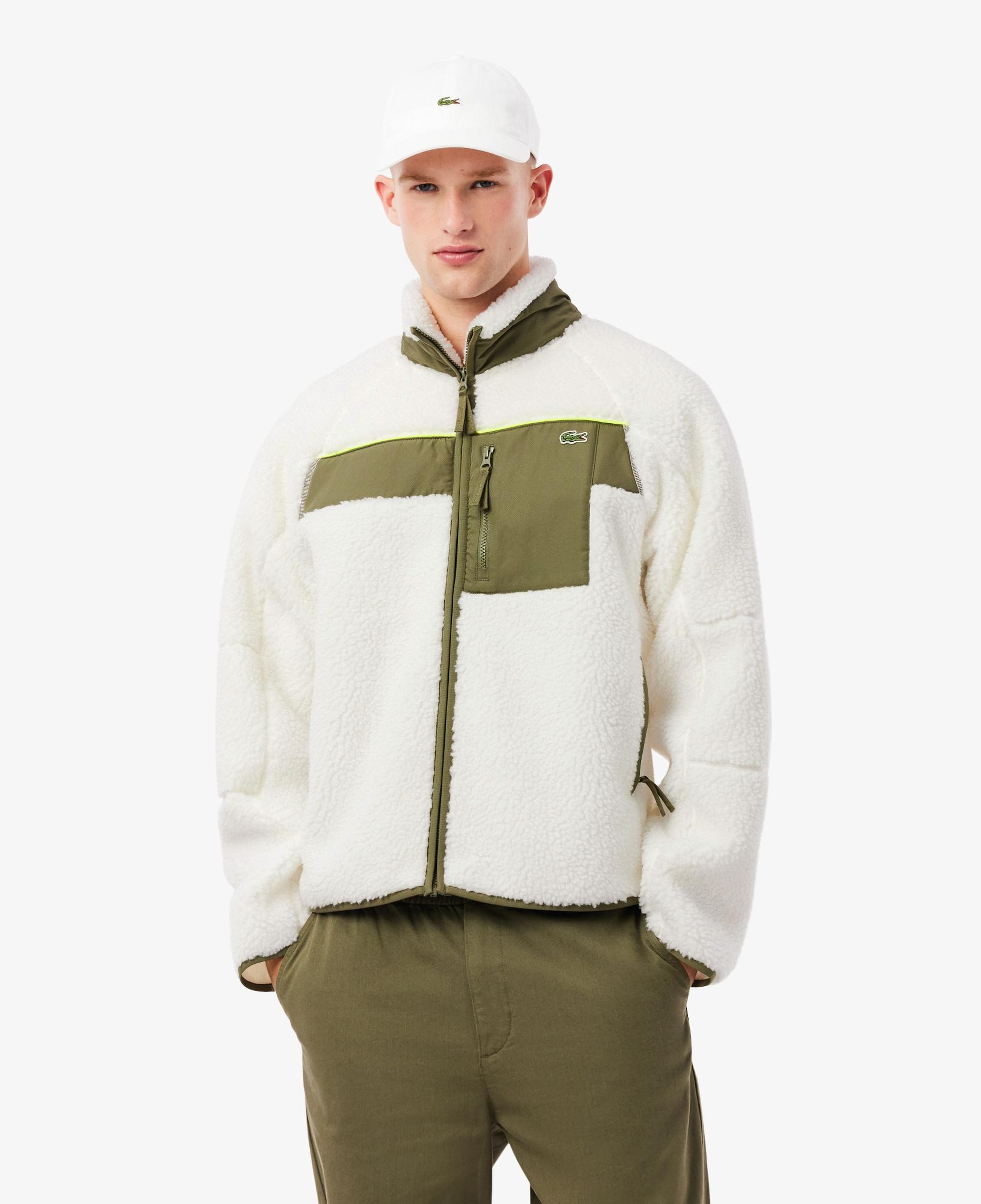 Lacoste Erkek Regular Fit Fermuarlı Renk Bloklu Beyaz Mont