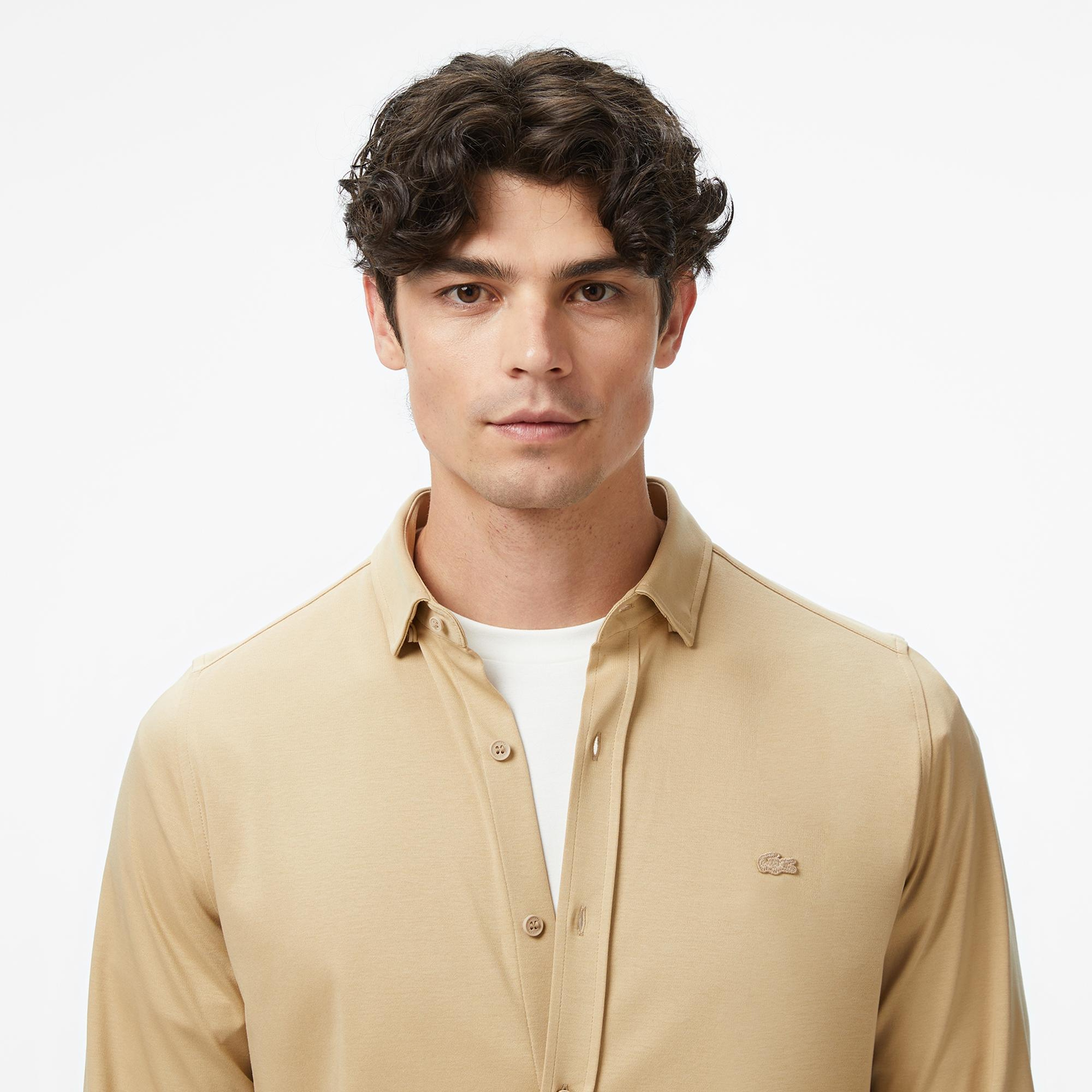Lacoste Erkek Slim Fit Bej Gömlek