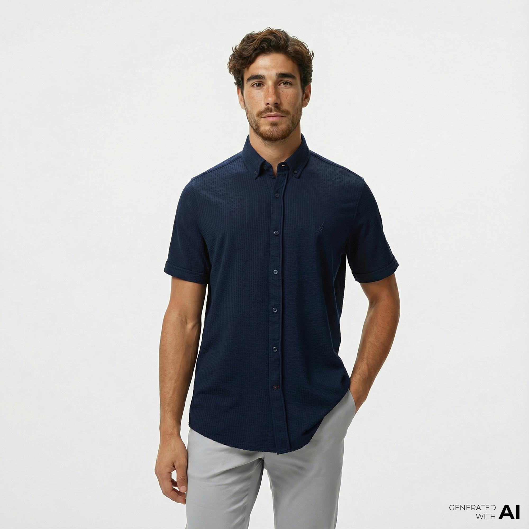Nautica Erkek Lacivert Classic Fit Gömlek