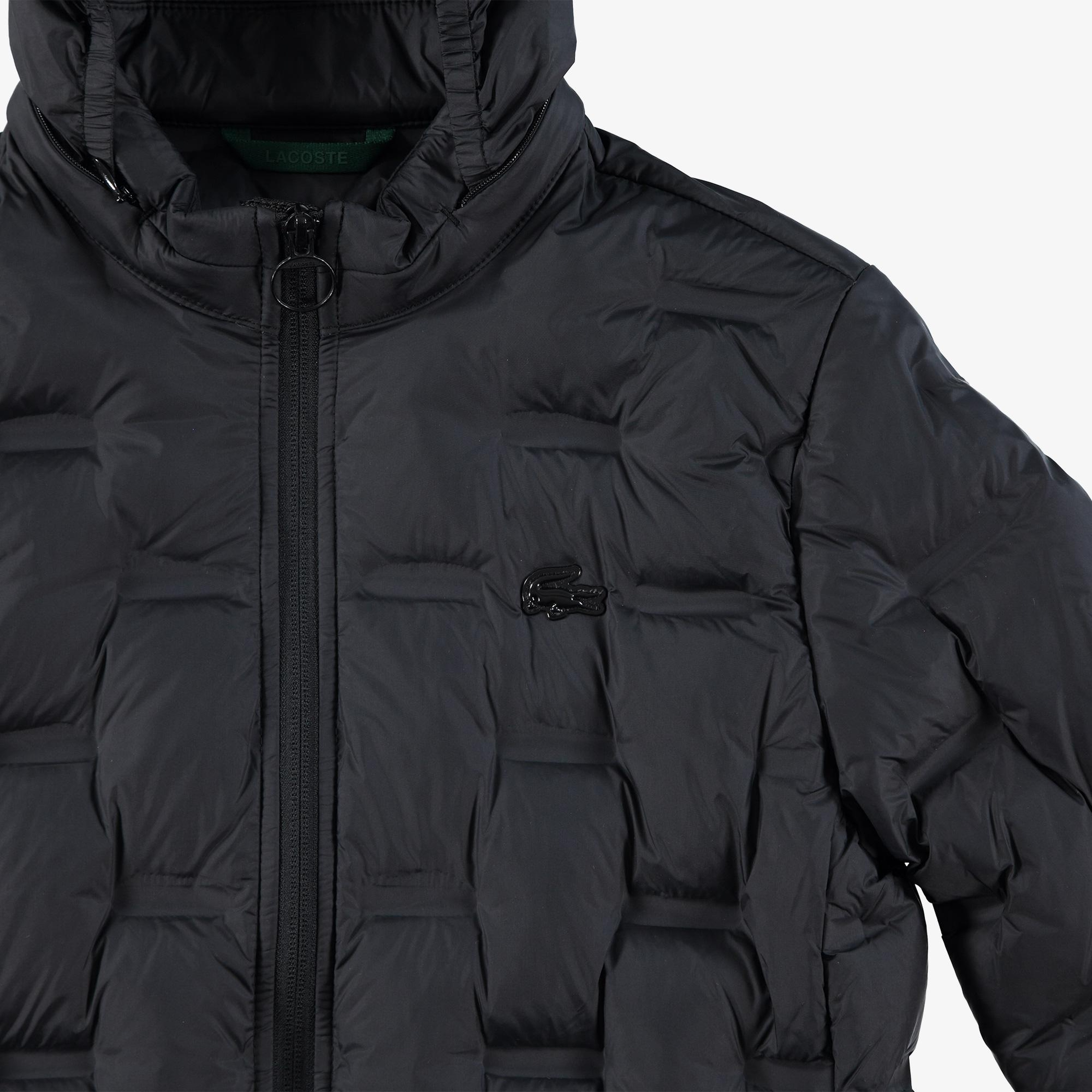 Lacoste Kadın Regular Fit Kapüşonlu Kapitone Siyah Mont