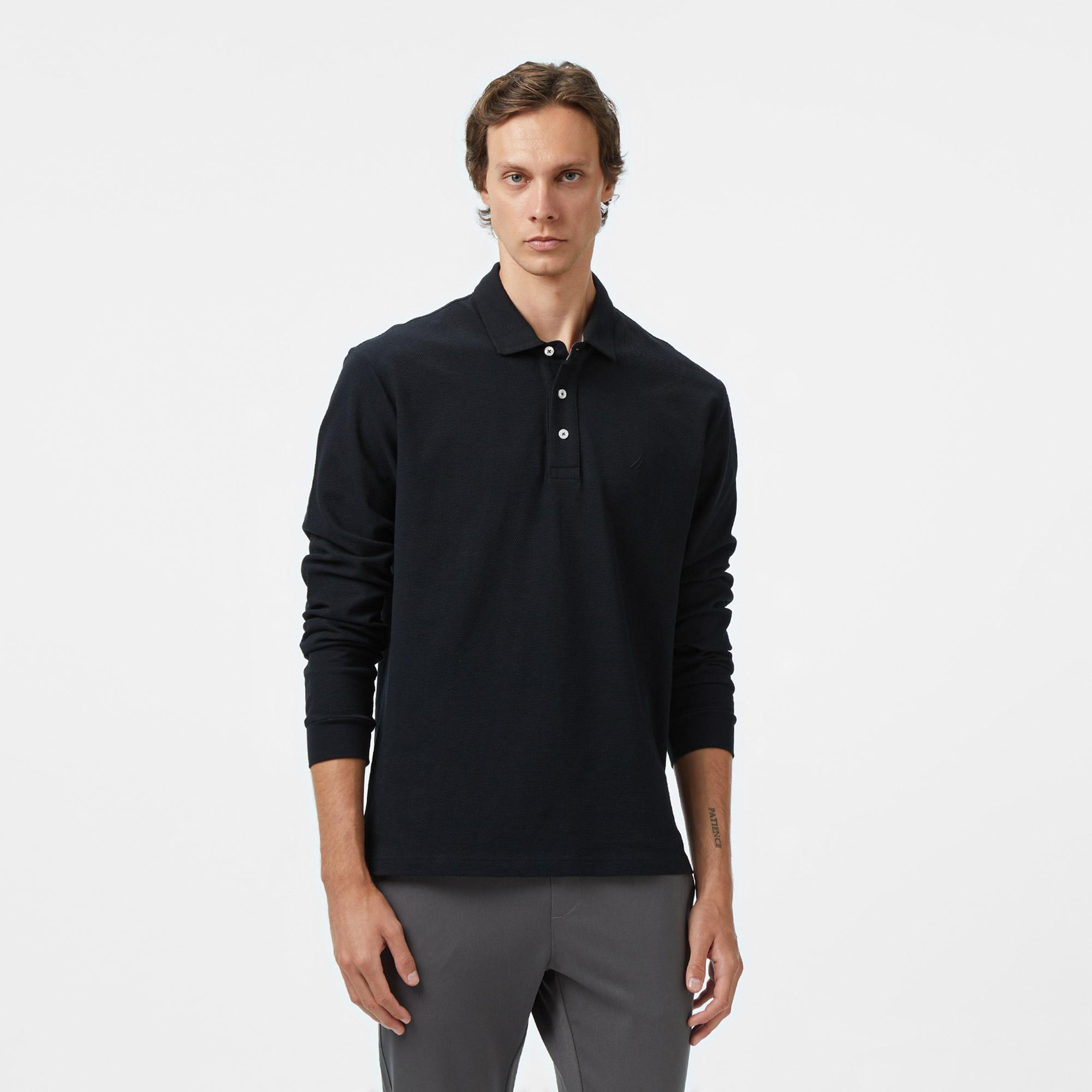 Nautica Erkek Siyah Classic Fit Uzun Kollu Polo Yaka T-Shirt