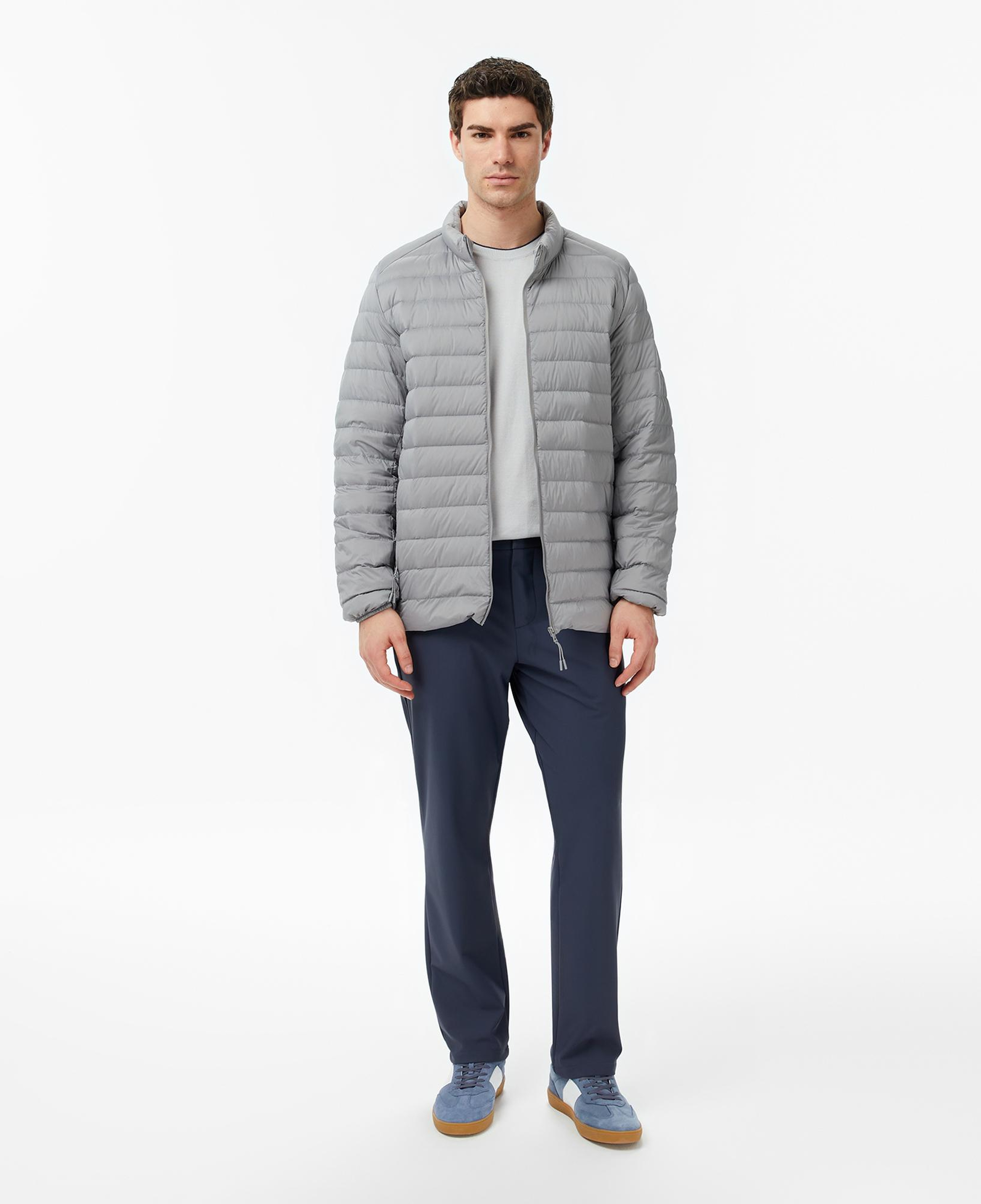 Nautica Erkek Gri Regular Fit Dik Yaka Su İtici Kaz Tüyü Mont