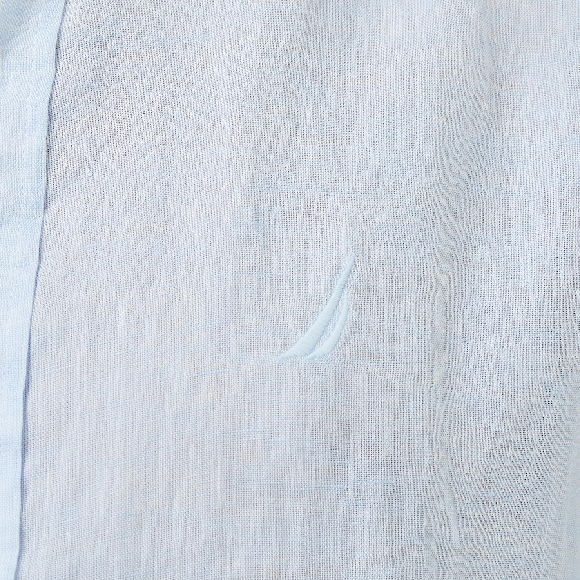 Nautica Erkek Mavi Regular Fit Keten Gömlek