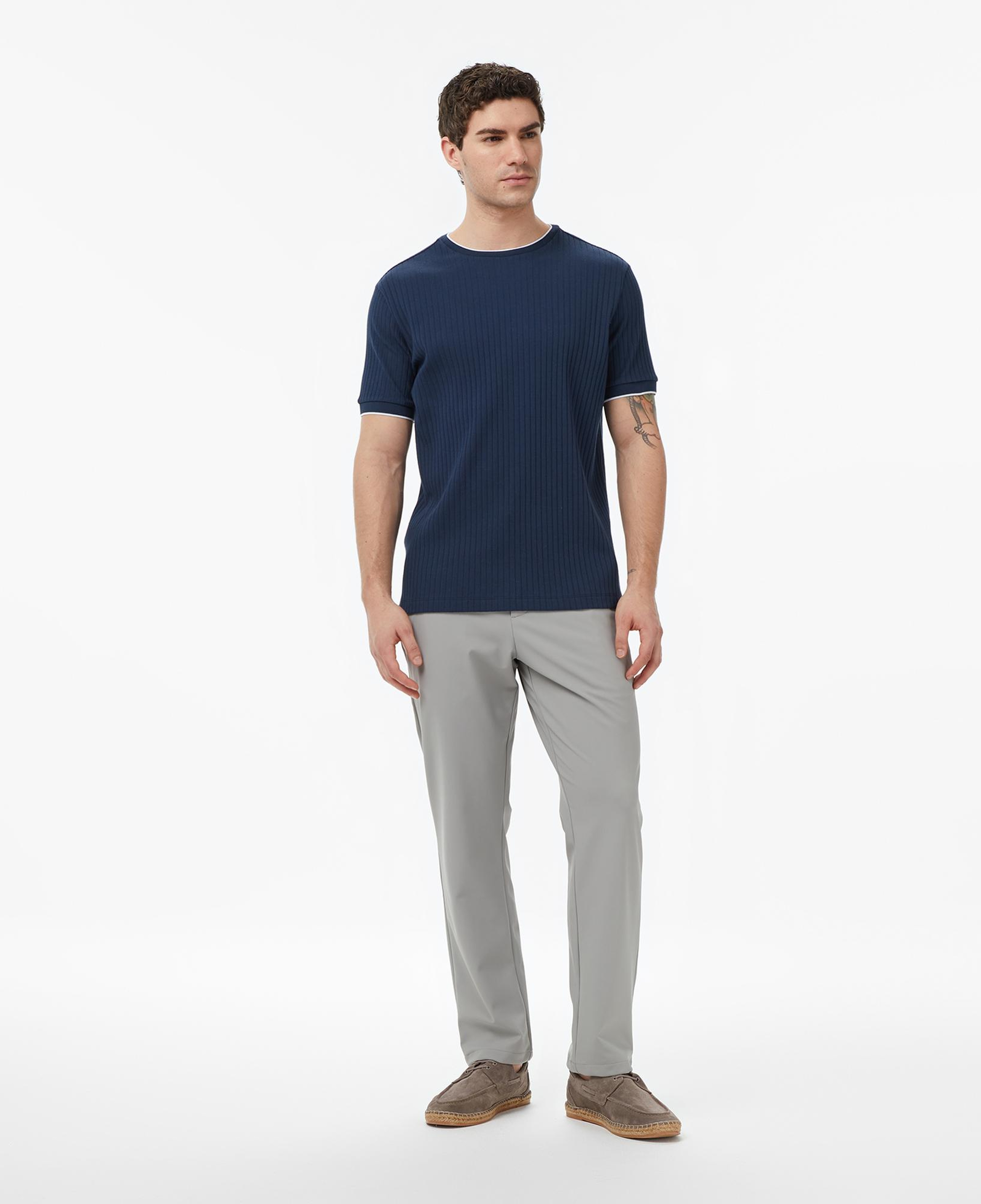 Nautica Erkek Lacivert Regular Fit Çizgili T-Shirt