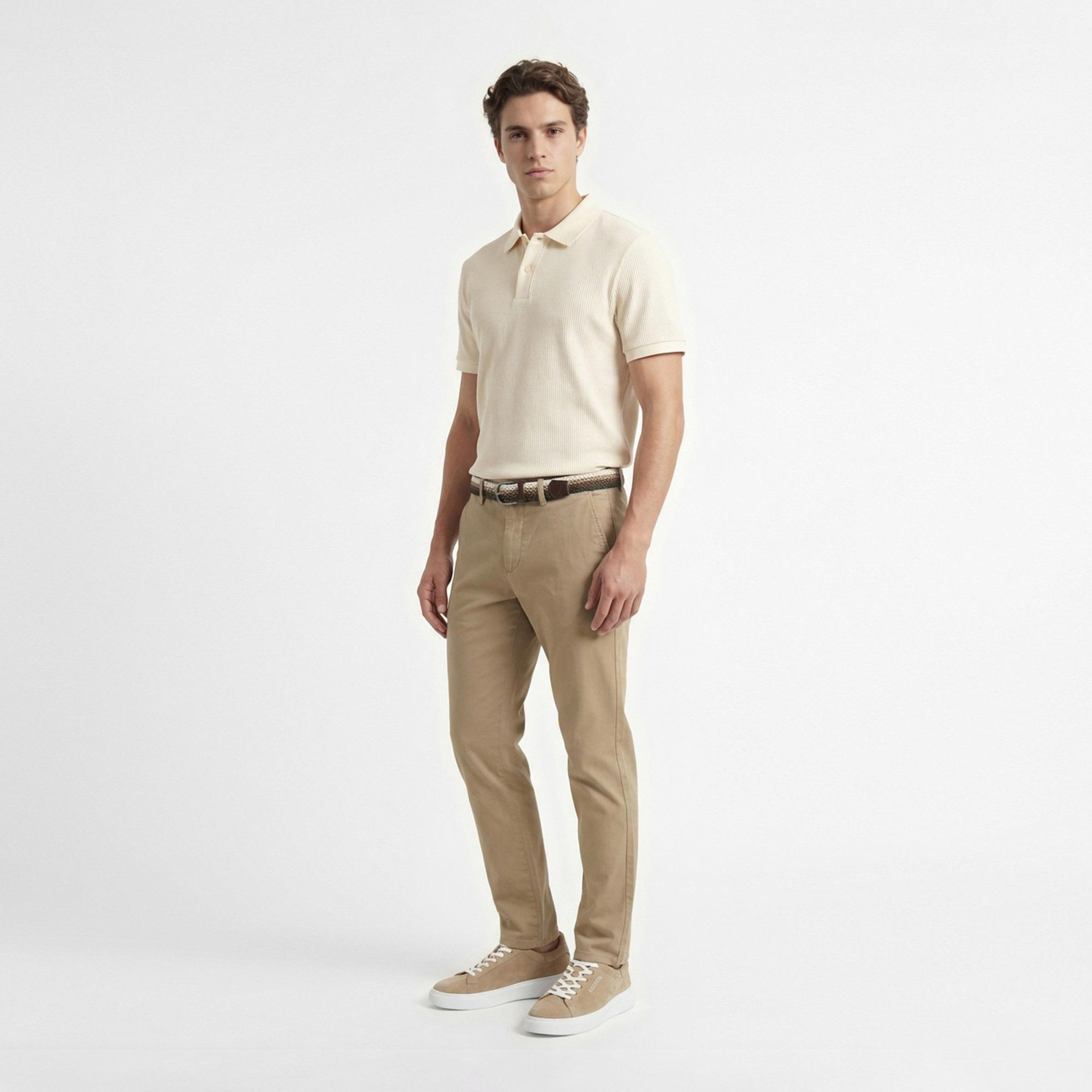 Nautica Erkek Krem Slim Fit Polo Yaka T-Shirt