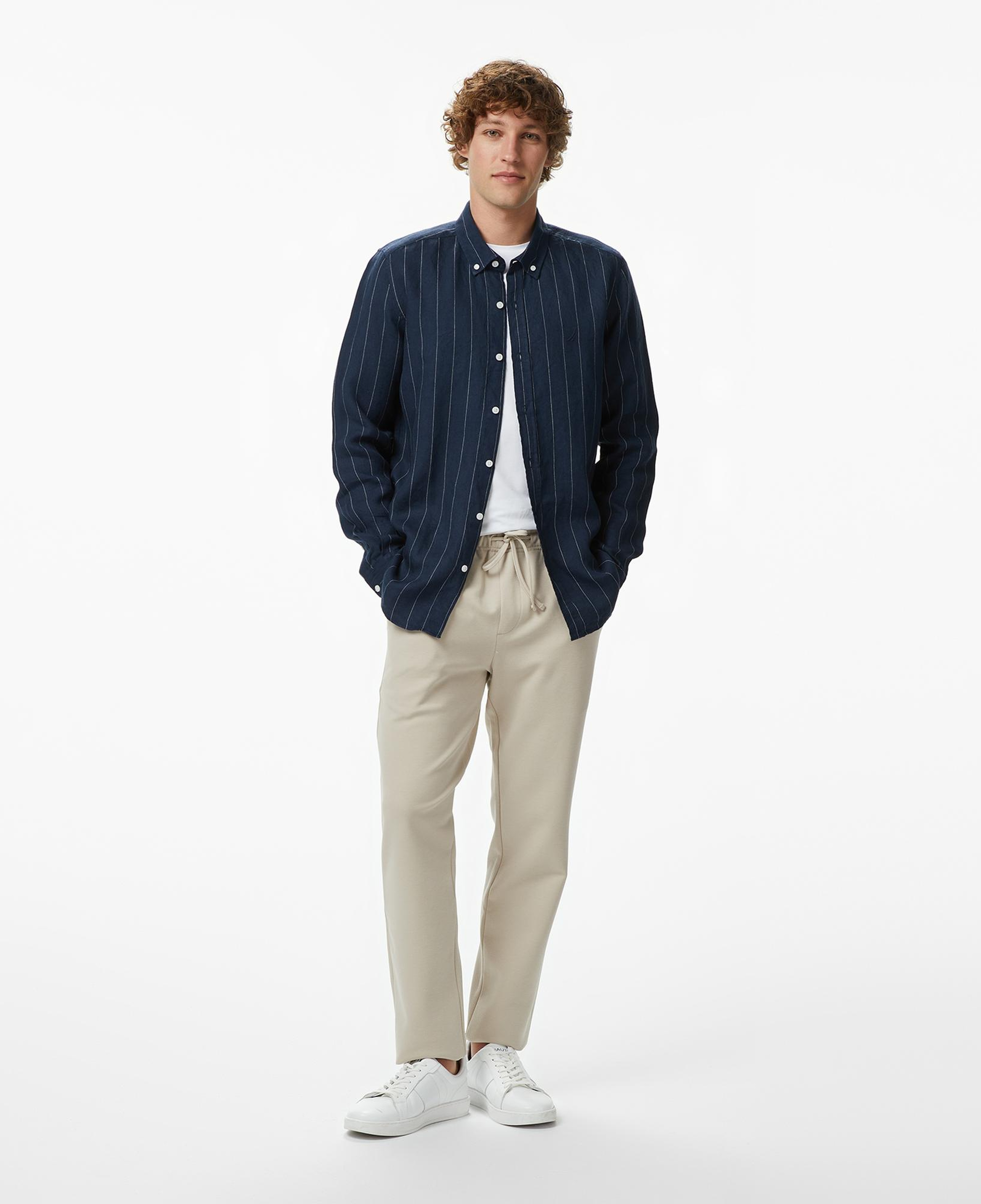 Nautica Erkek Lacivert Regular Fit Çizgili Gömlek