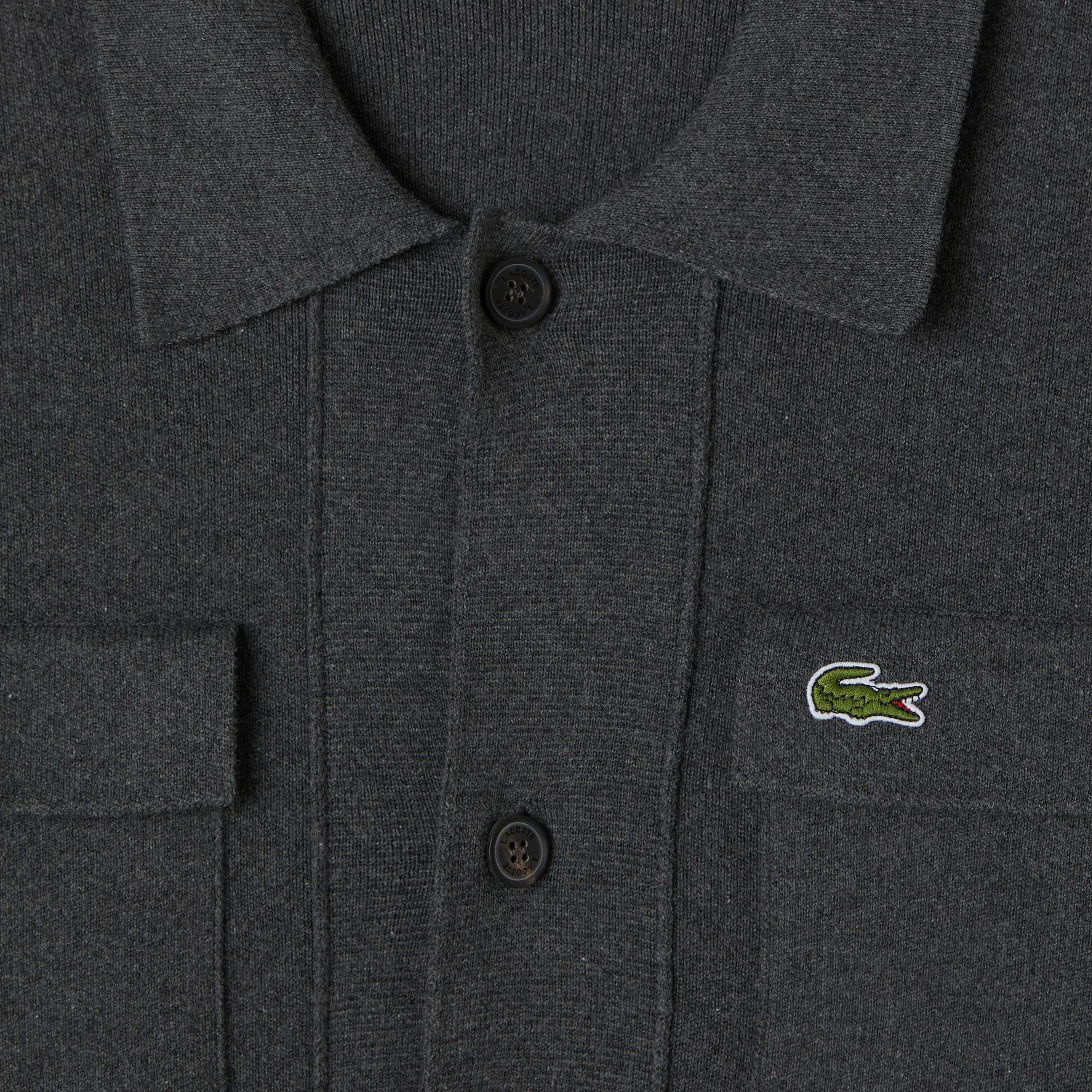 Lacoste Erkek Classic Fit Polo Yaka Gri Hırka