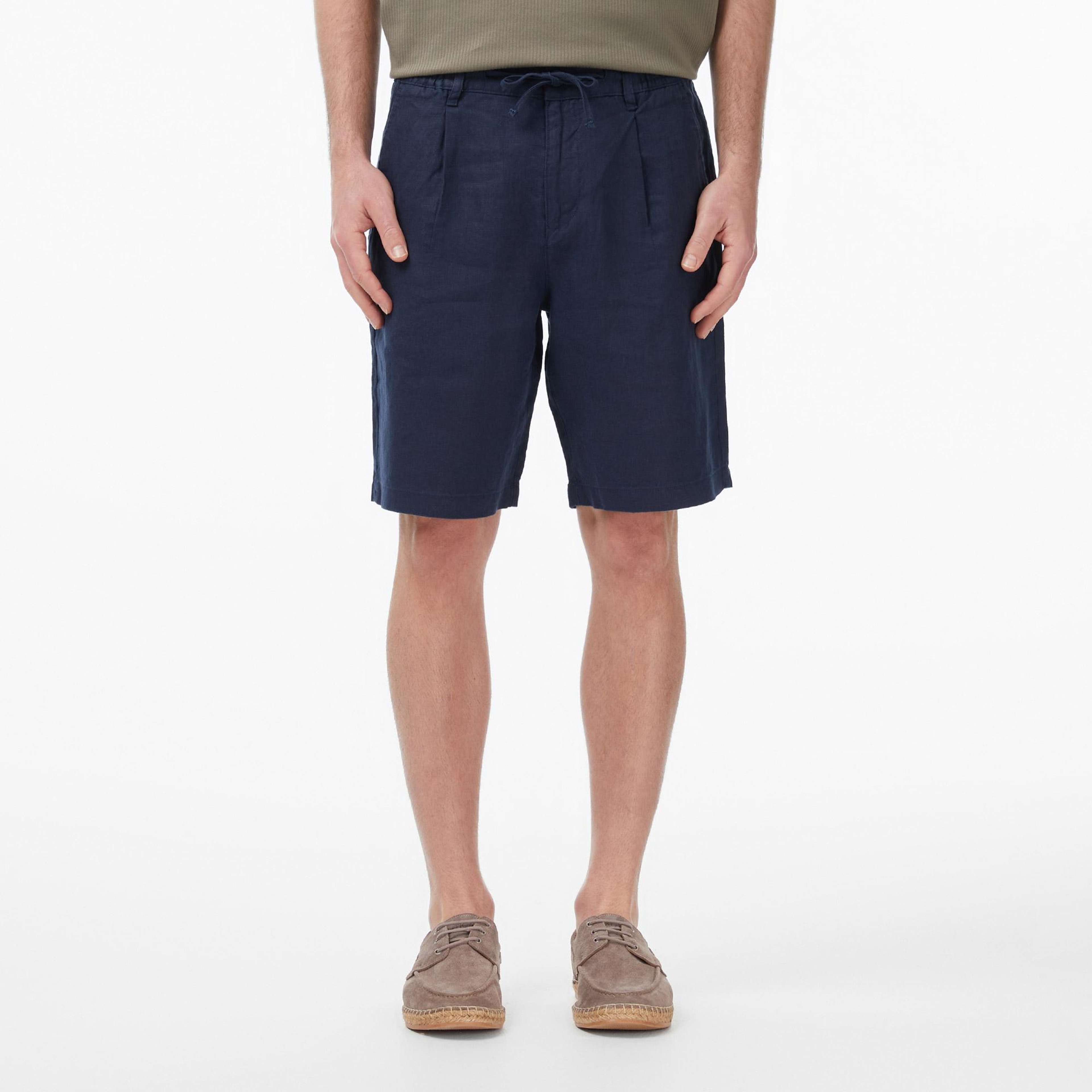 Nautica Erkek Lacivert Regular Fit Keten Şort