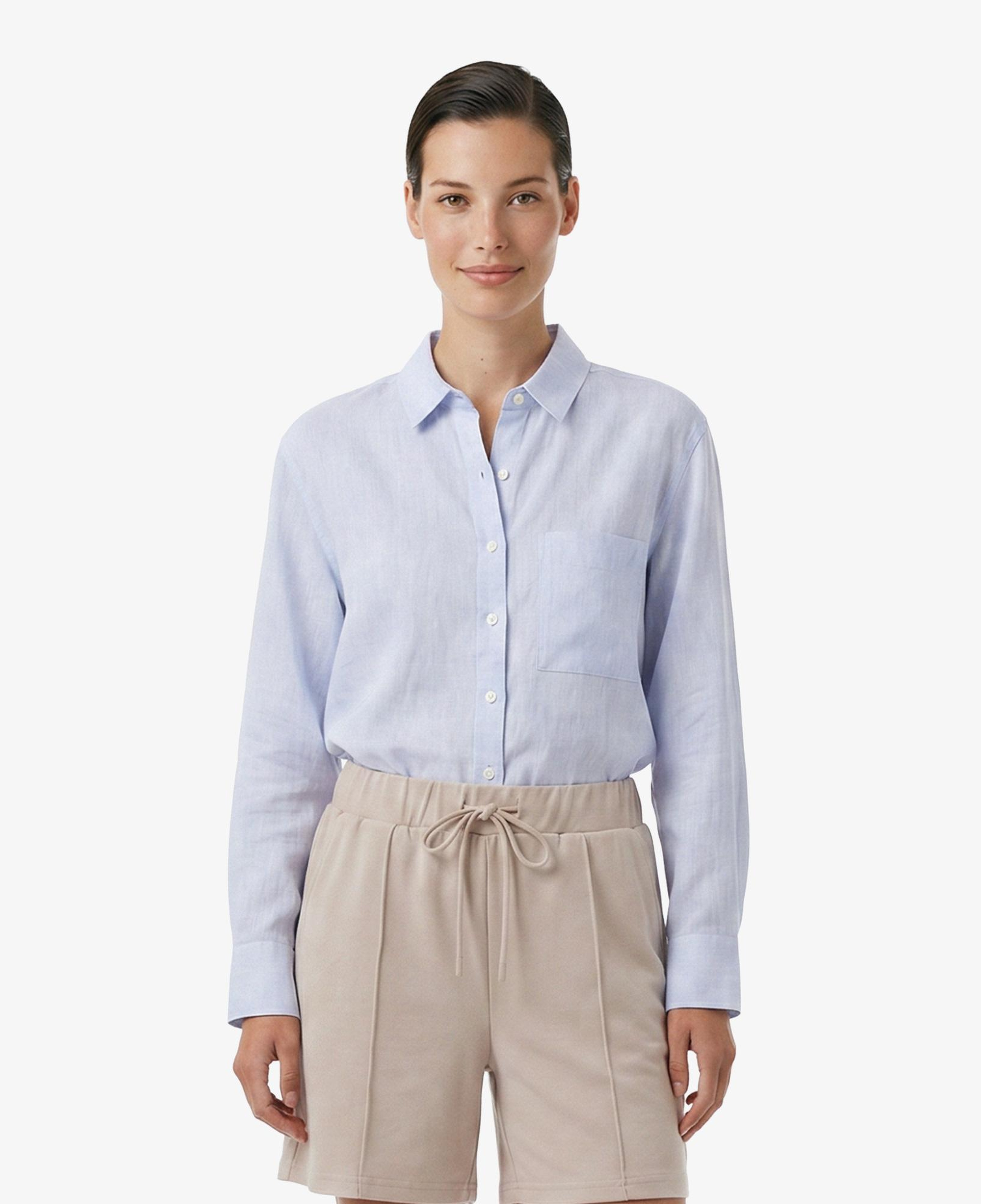 Nautica Kadın Mavi Regular Fit Keten Gömlek
