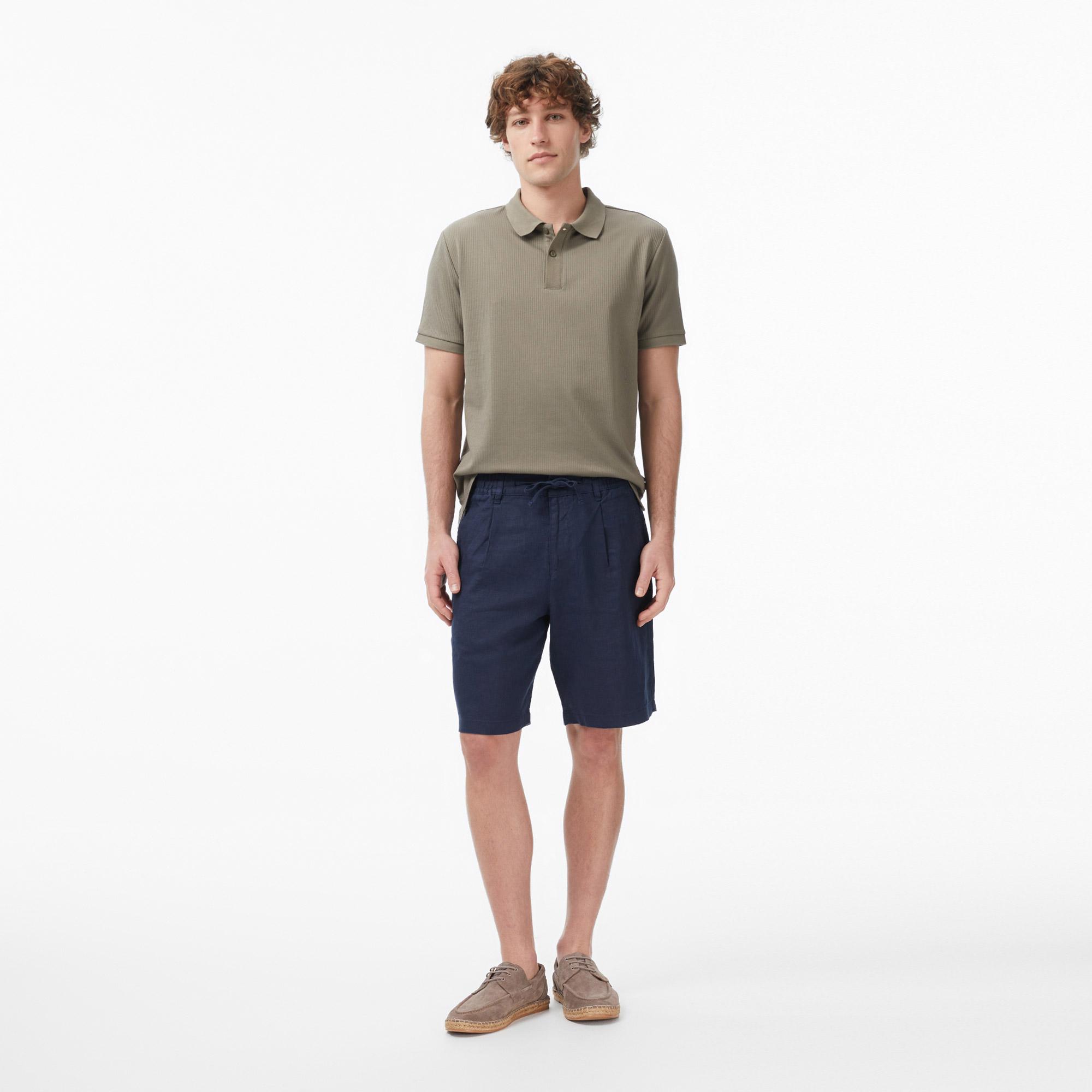 Nautica Erkek Lacivert Regular Fit Keten Şort