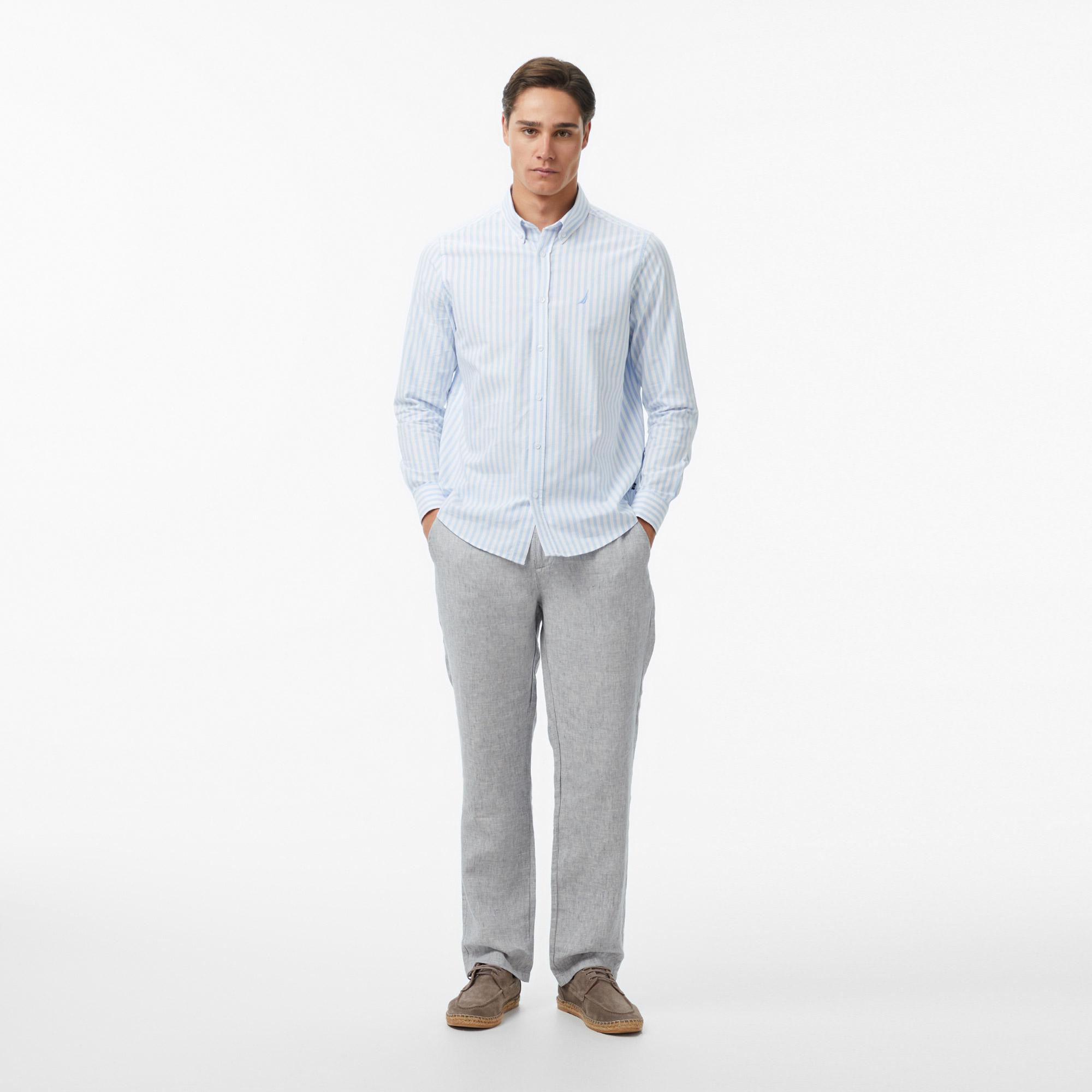 Nautica Erkek Mavi Regular Fit Çizgili Gömlek