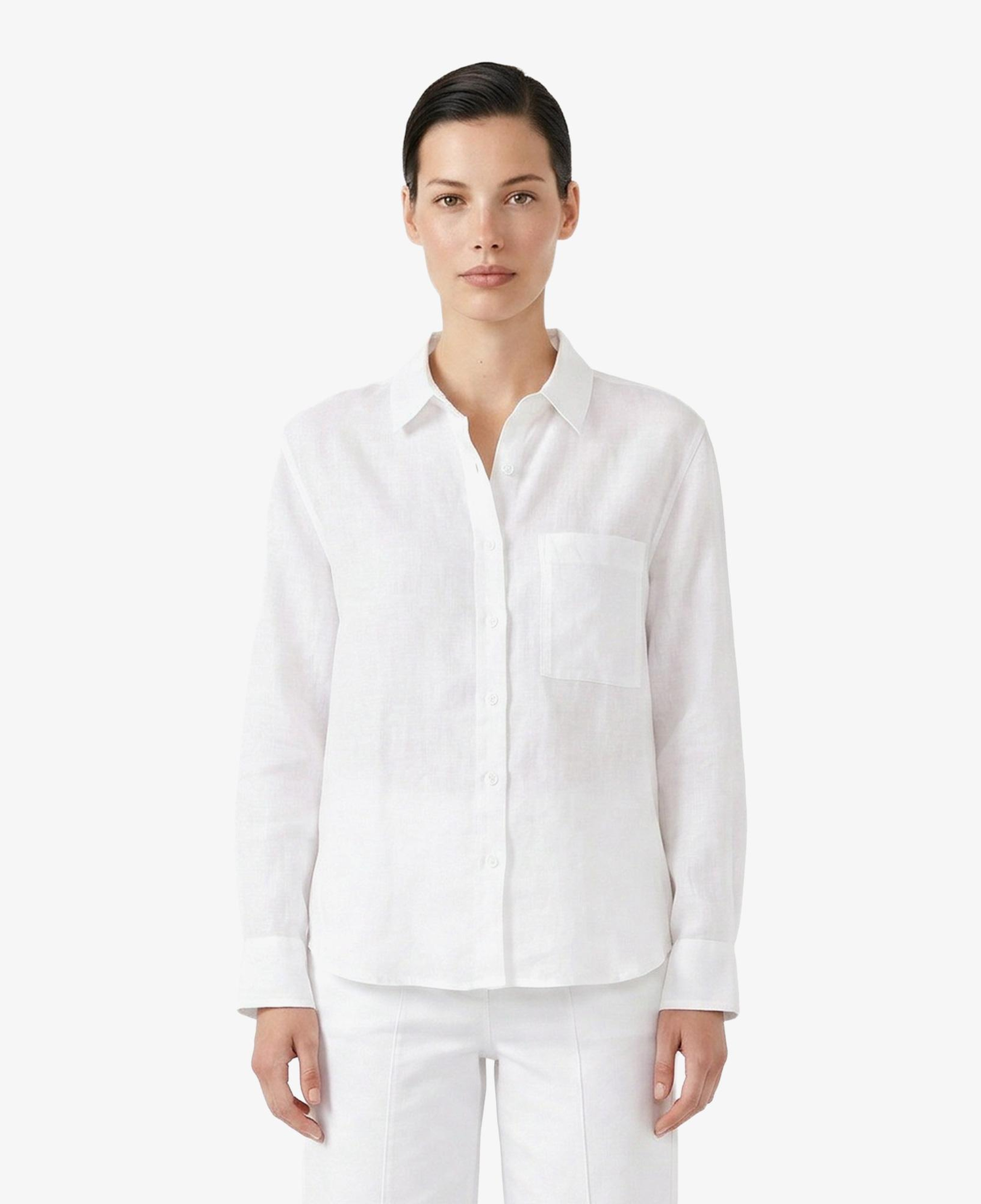 Nautica Kadın Beyaz Regular Fit Keten Gömlek