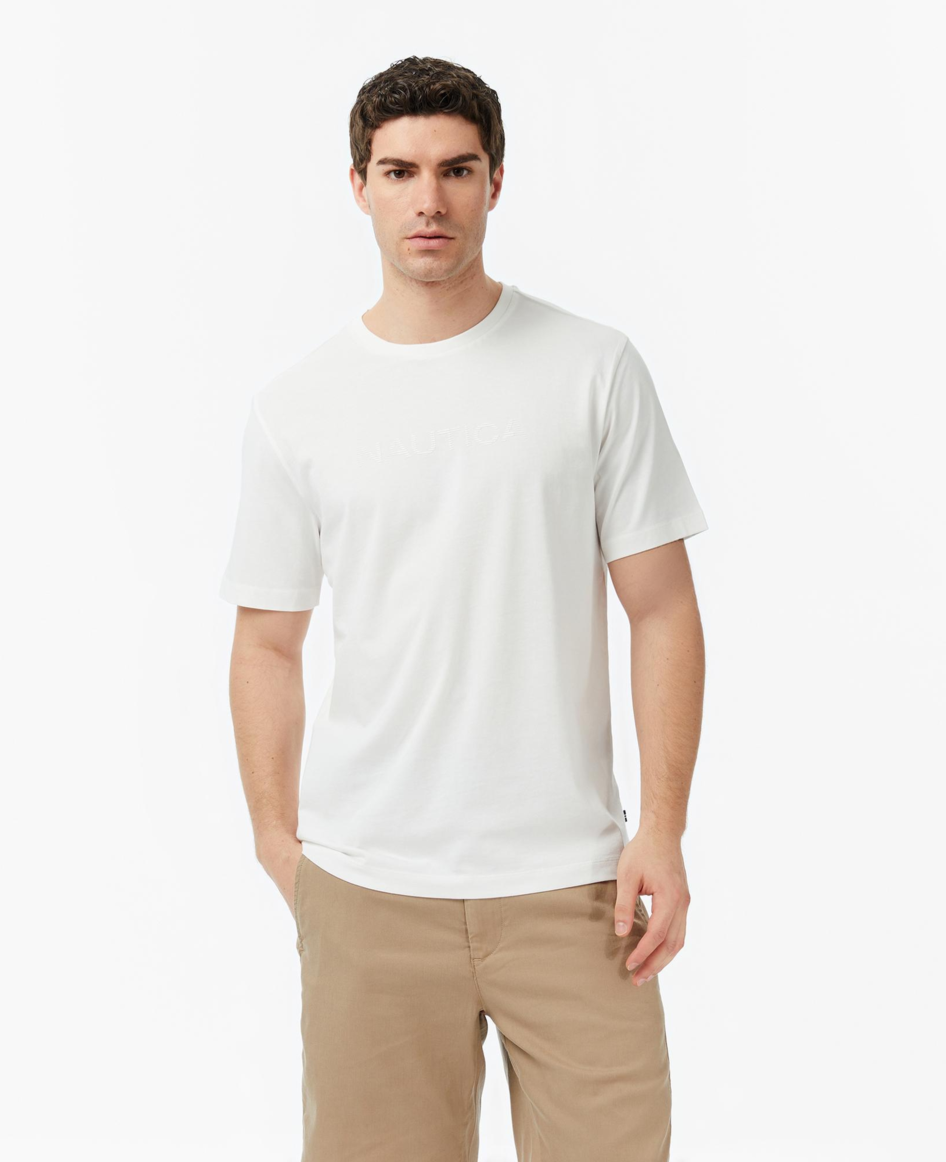 Nautica Erkek Beyaz Regular Fit Baskılı T-Shirt