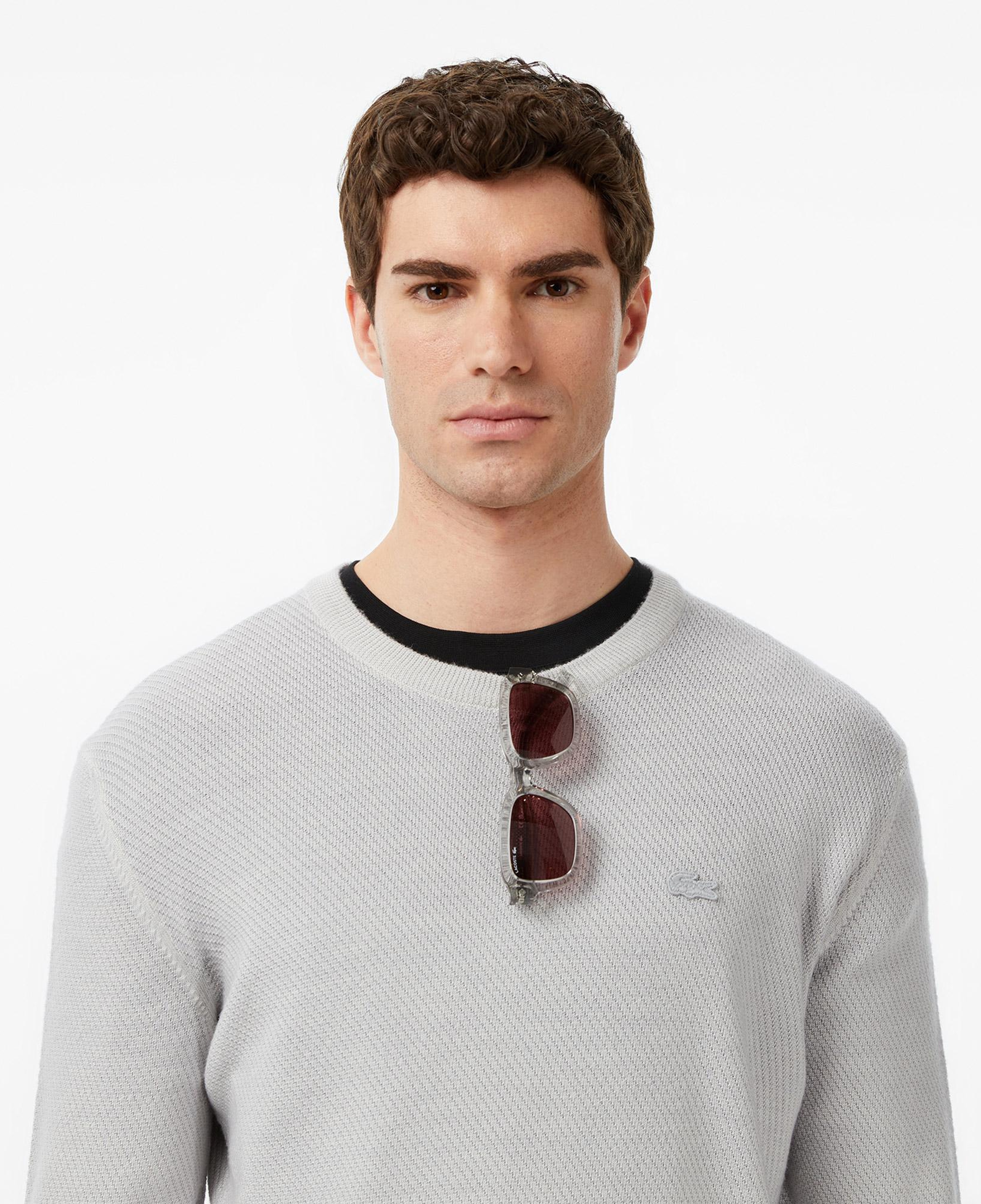 Lacoste Erkek Classic Fit Bisiklet Yaka Yün Gri Kazak