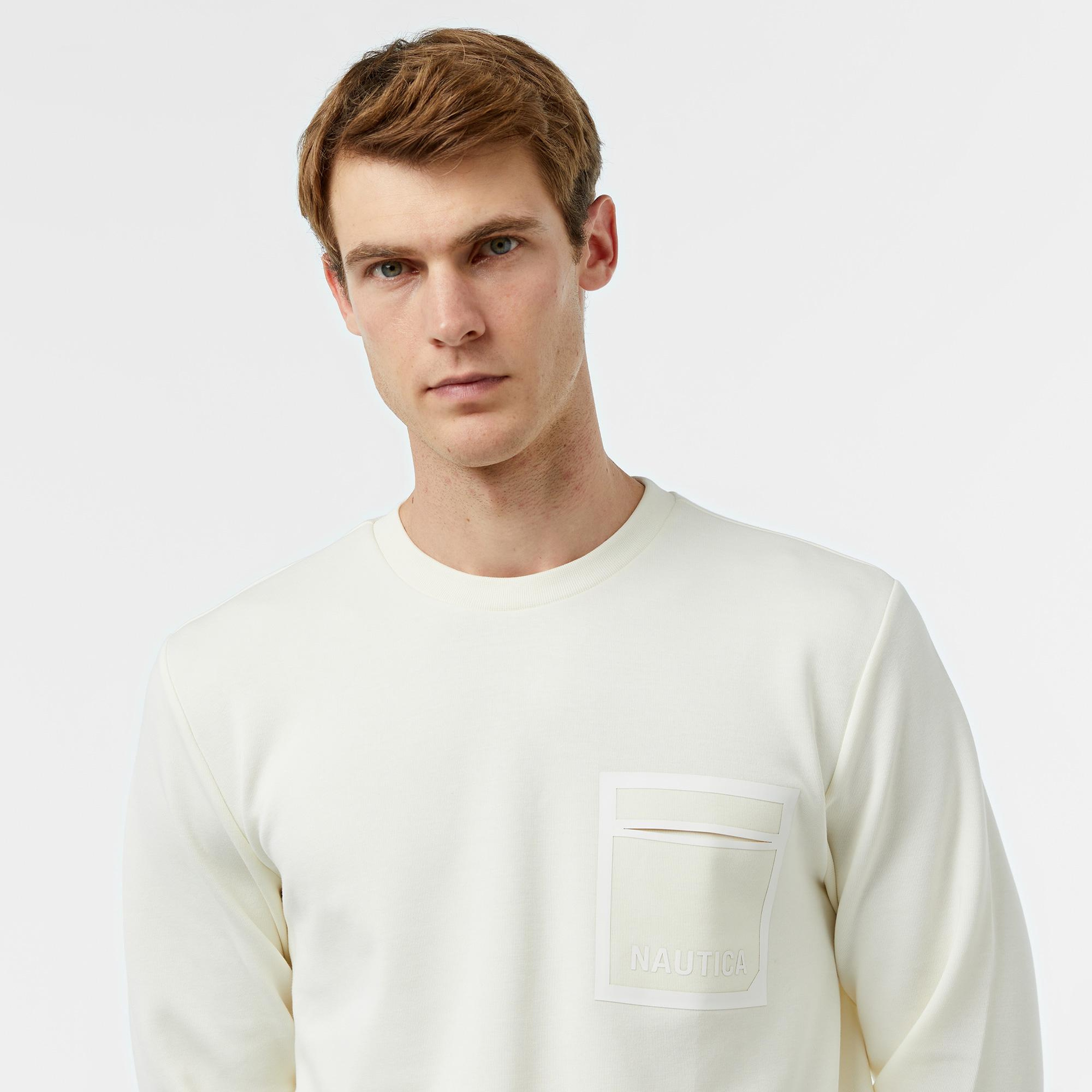 Nautica Erkek Beyaz Regular Fit Sweatshirt