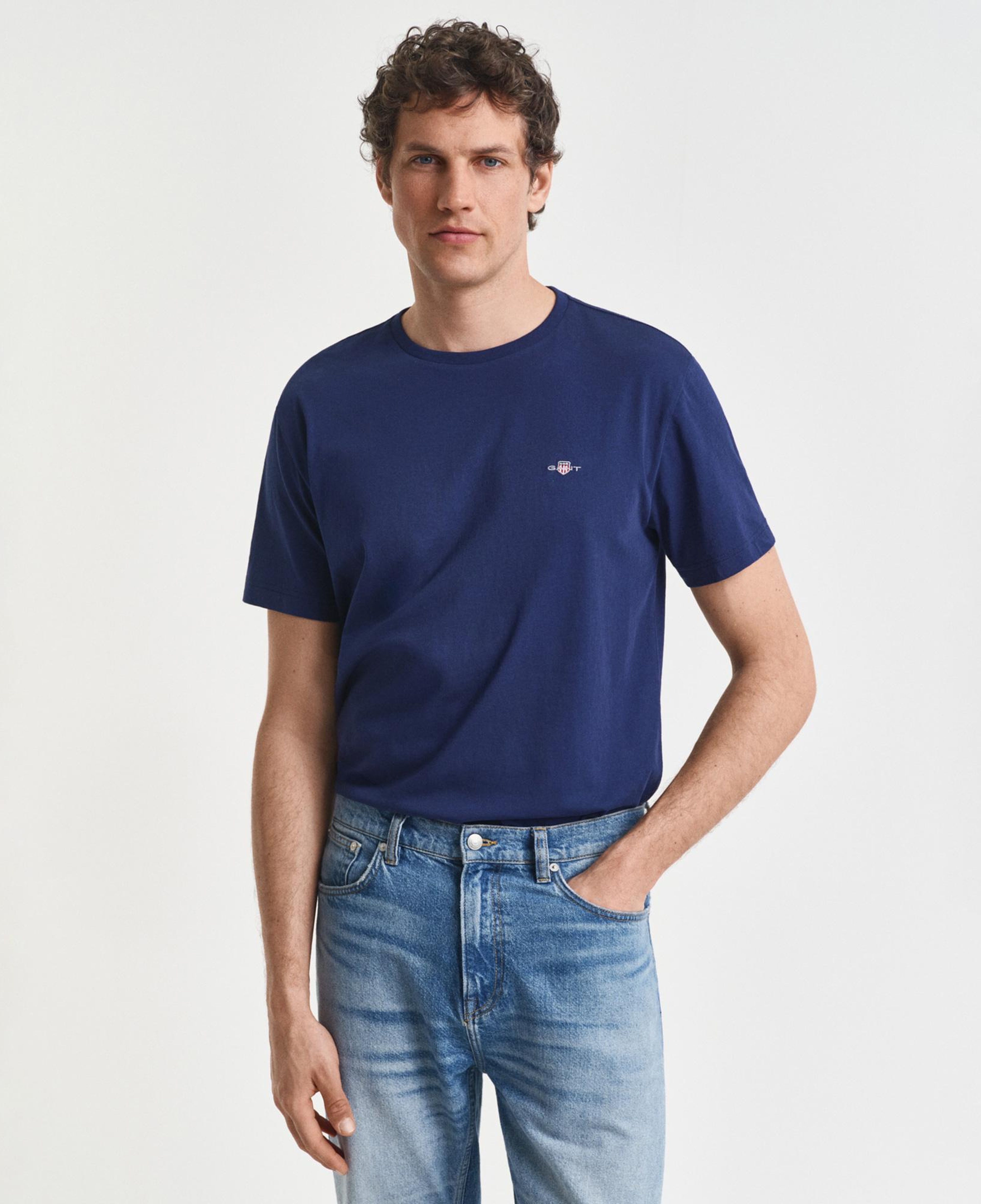 GANT Erkek Mavi Regular Fit Bisiklet Yaka T-Shirt
