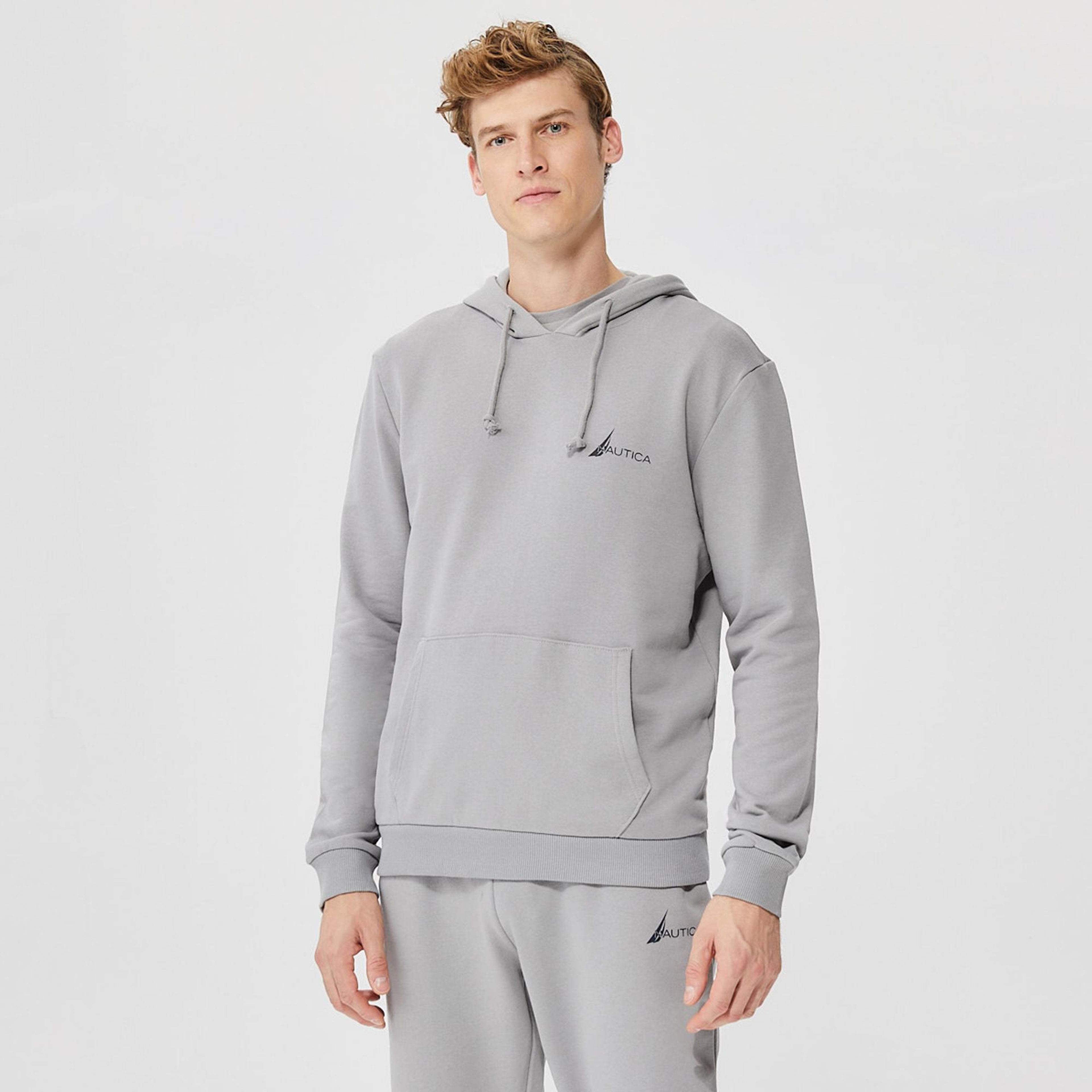 Nautica Erkek Gri Standart Fit Kapüşonlu Sweatshirt