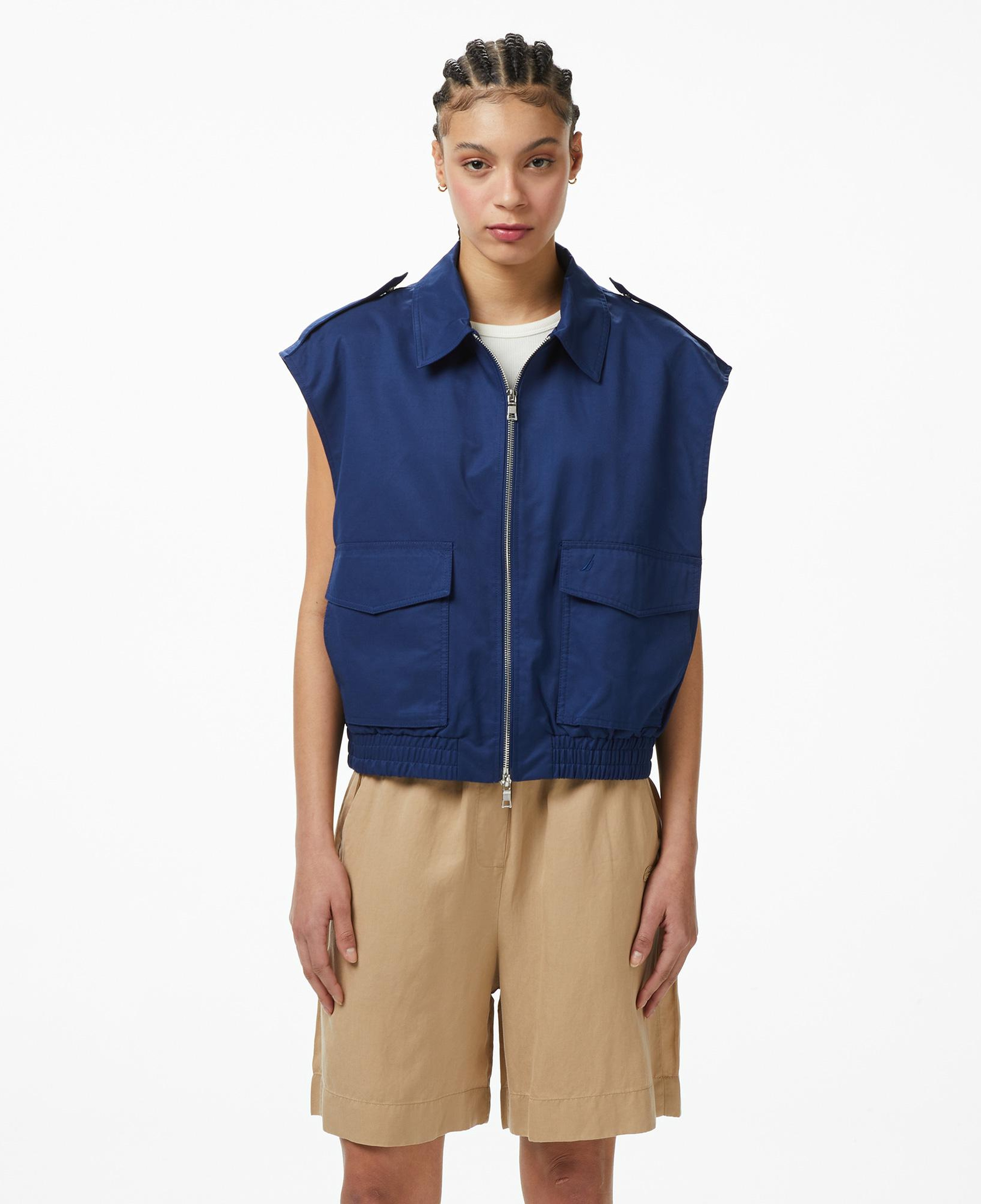 Nautica Kadın Lacivert Regular Fit Fermuarlı Yelek