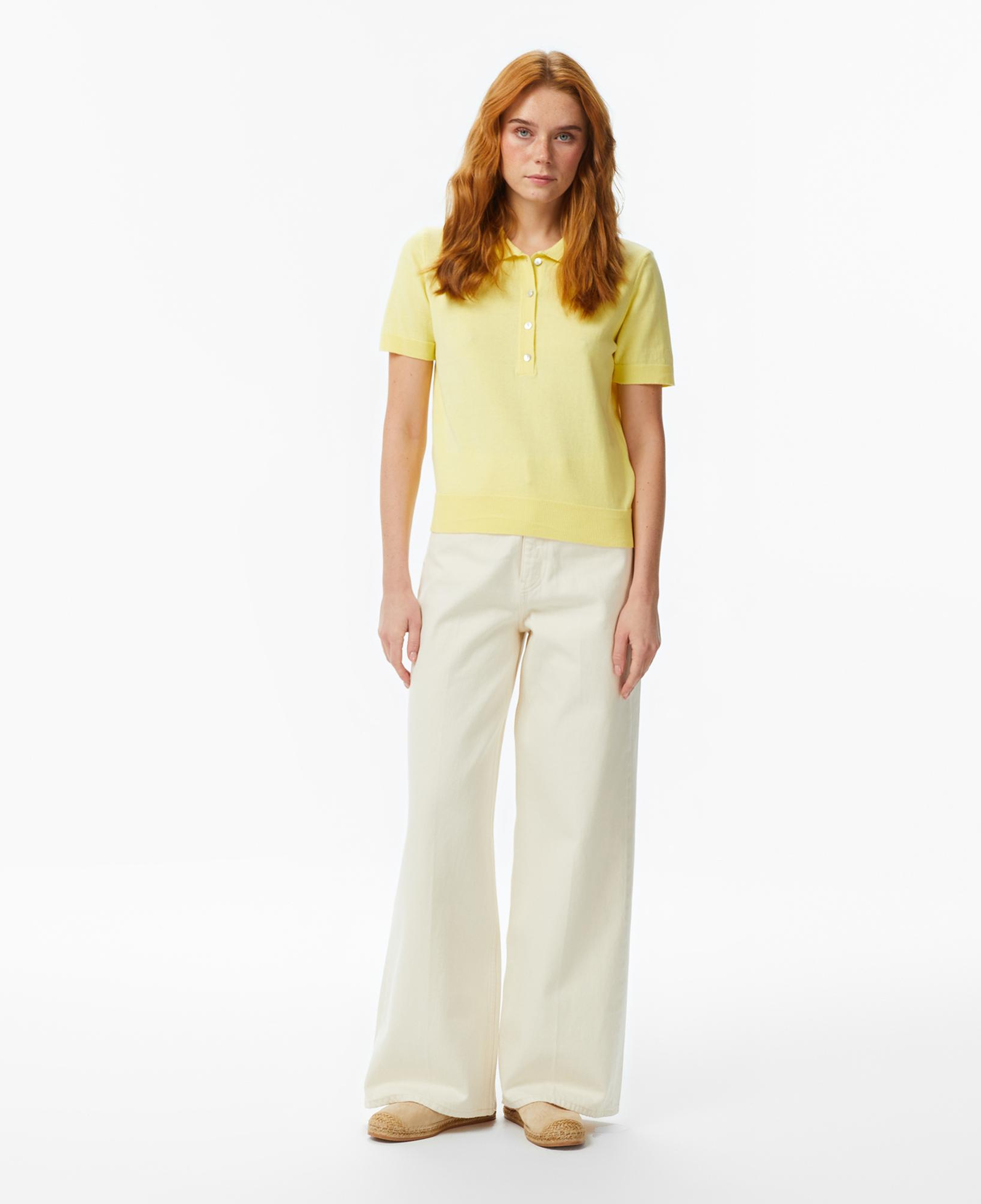 Nautica Kadın Sarı Regular Fit Triko Polo Yaka T-Shirt
