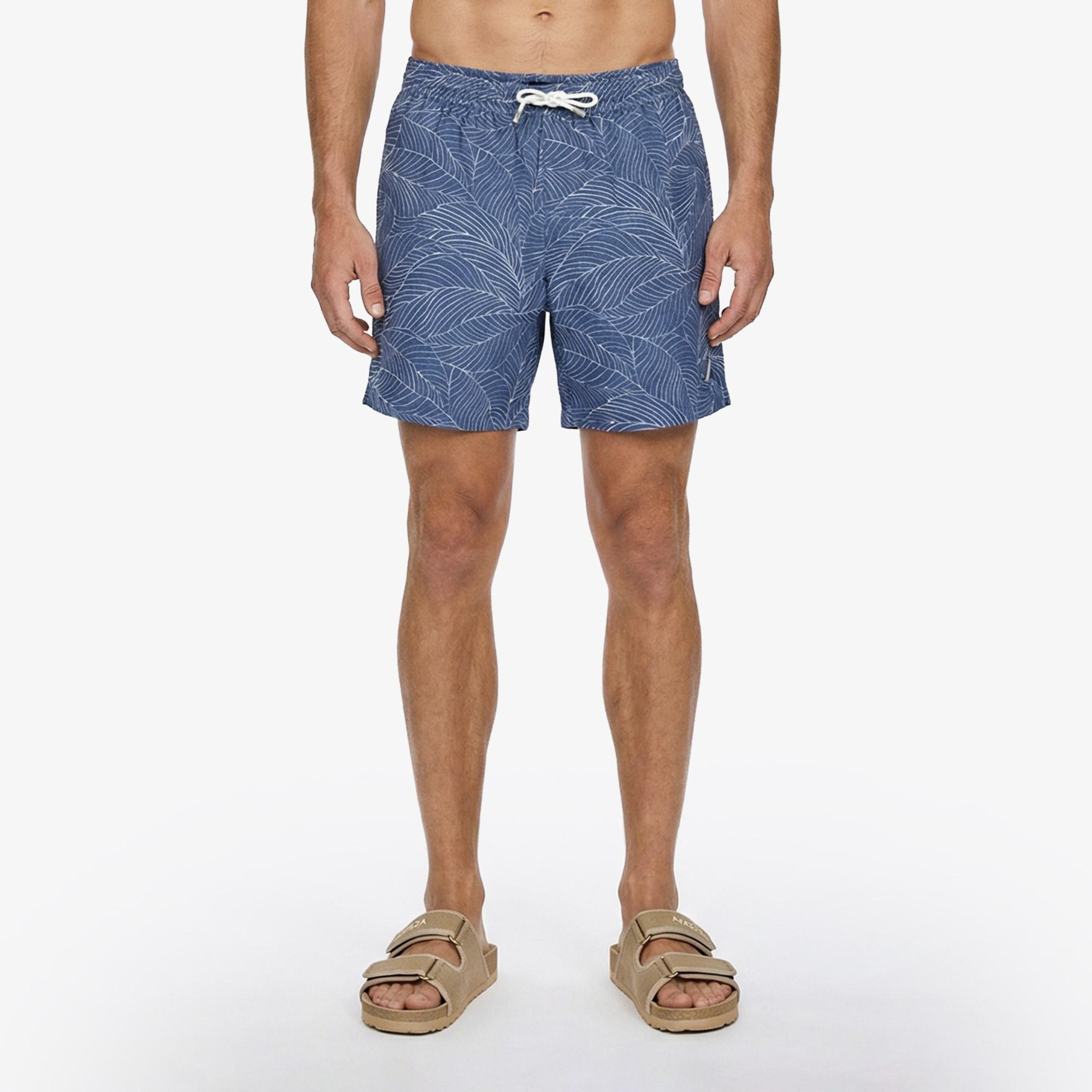 Nautica Erkek Mavi Regular Fit Desenli Deniz Şortu