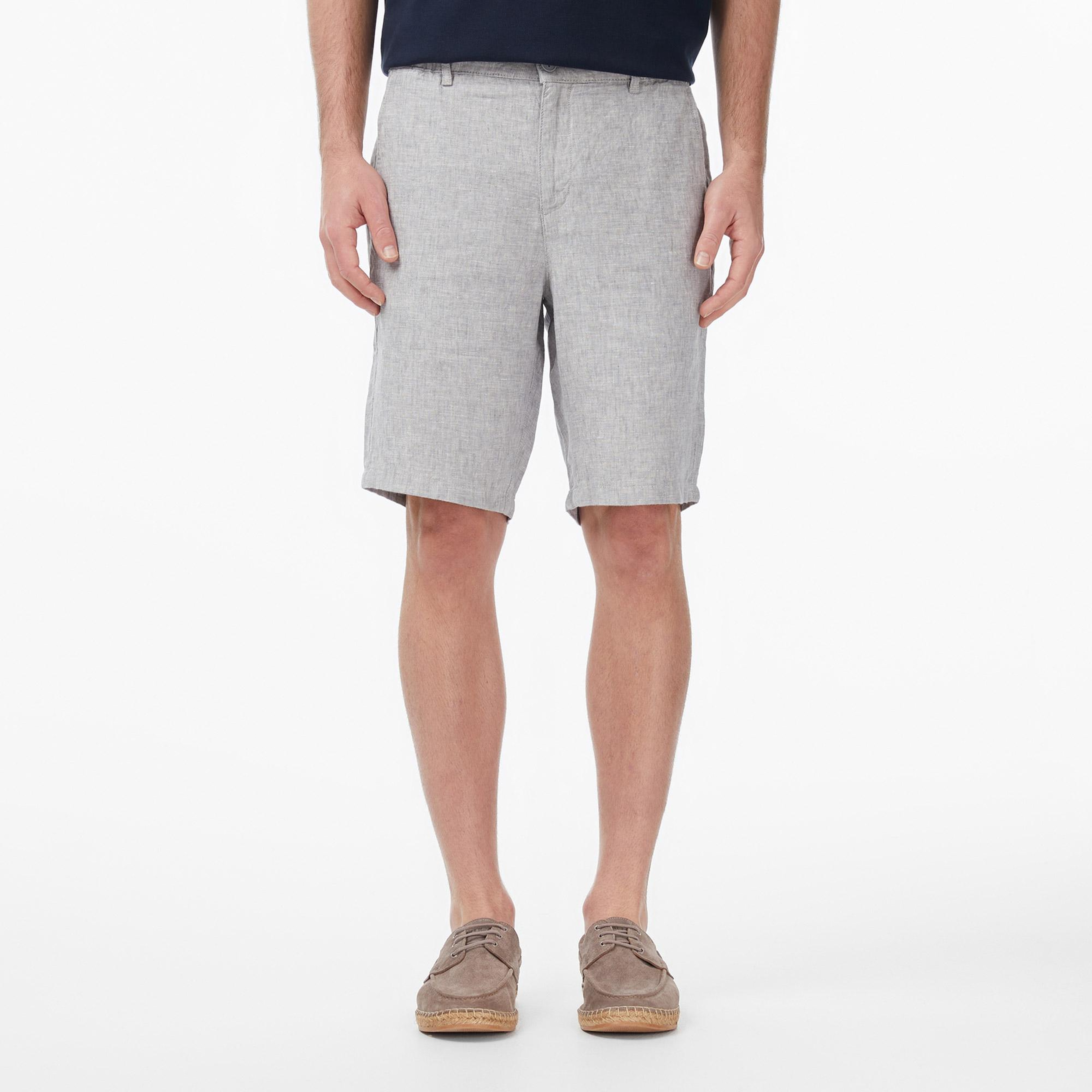 Nautica Erkek Gri Regular Fit Keten Şort