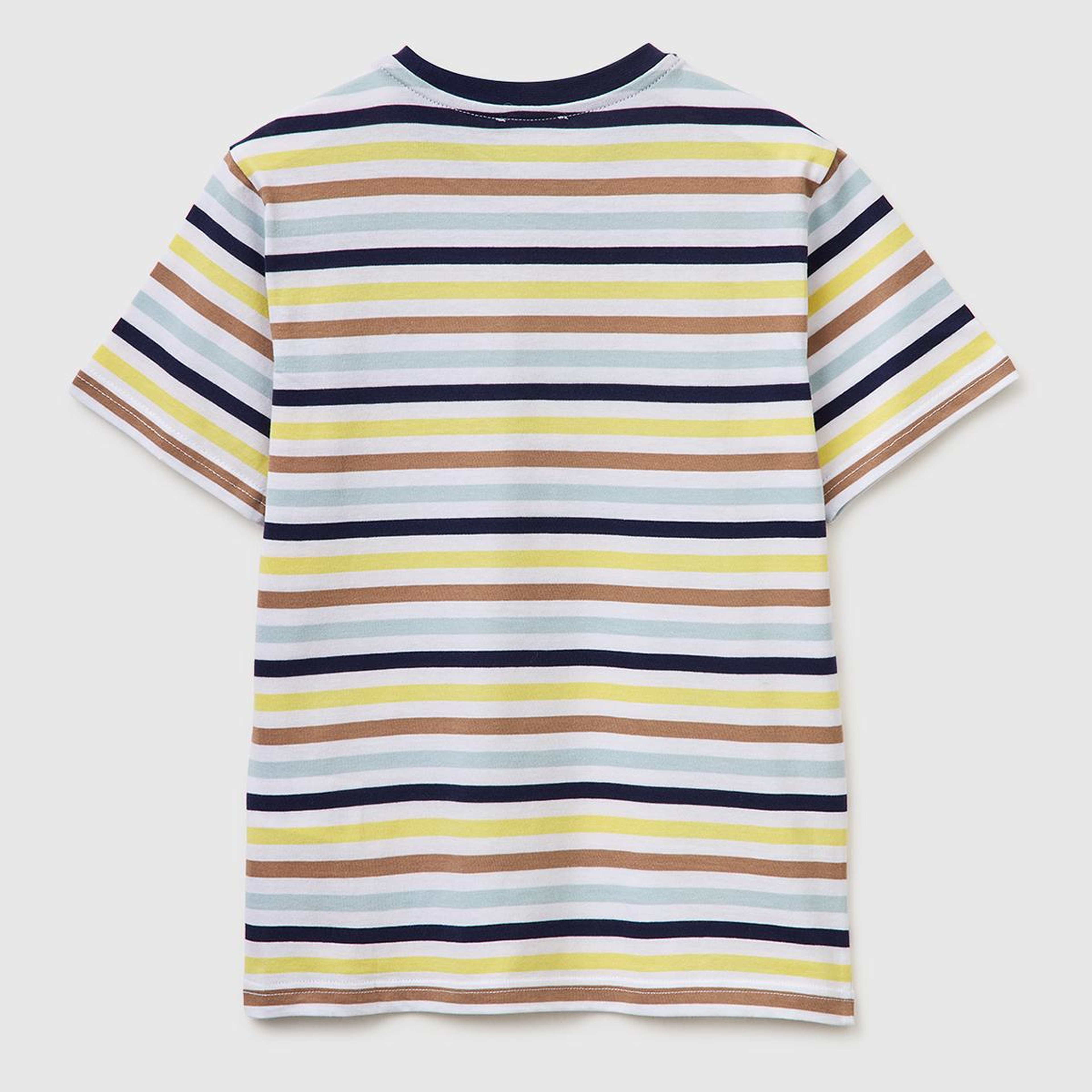 Erkek Çocuk Renkli Mix Çok Renkli Logo İşlemeli Çizgili T-Shirt