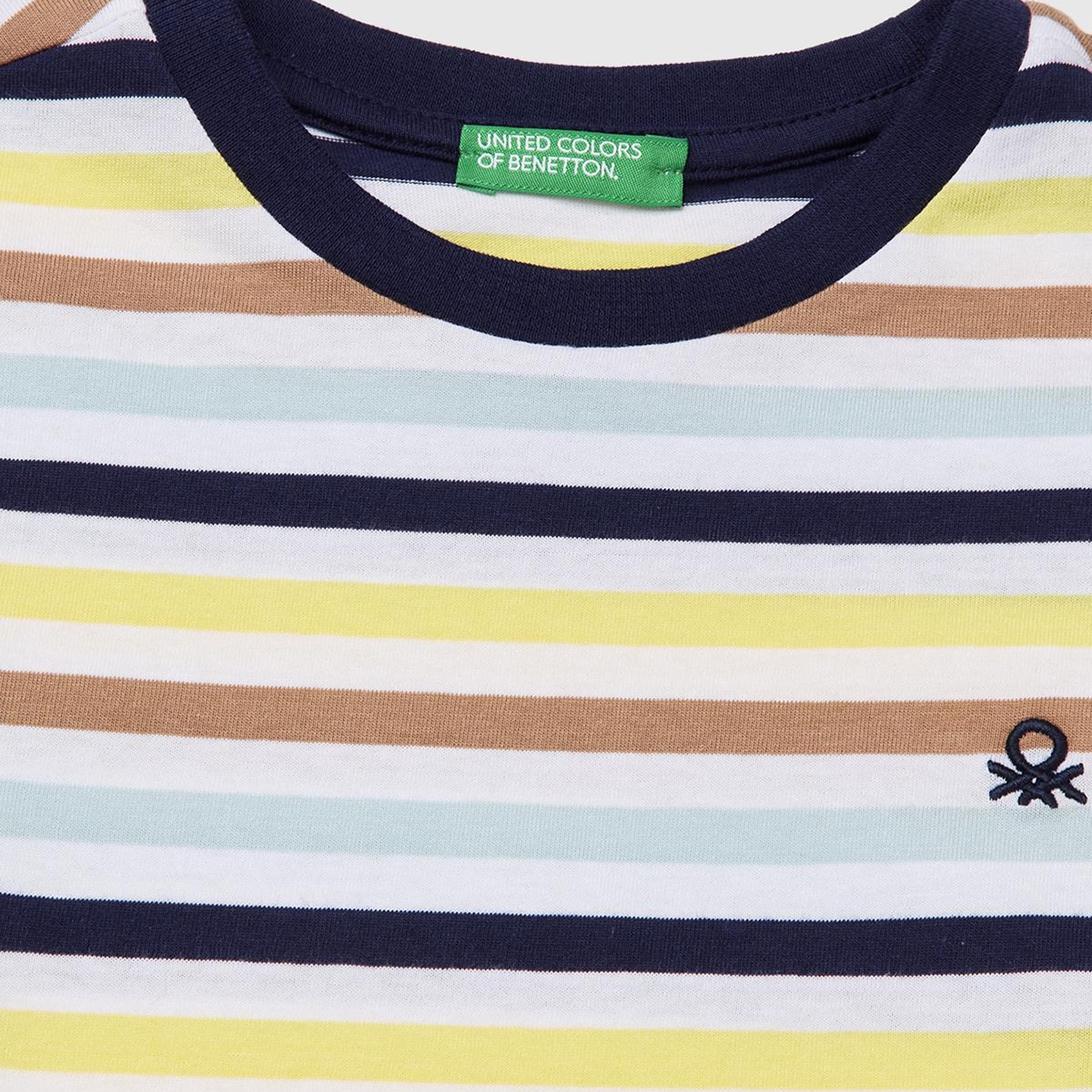 Erkek Çocuk Renkli Mix Çok Renkli Logo İşlemeli Çizgili T-Shirt