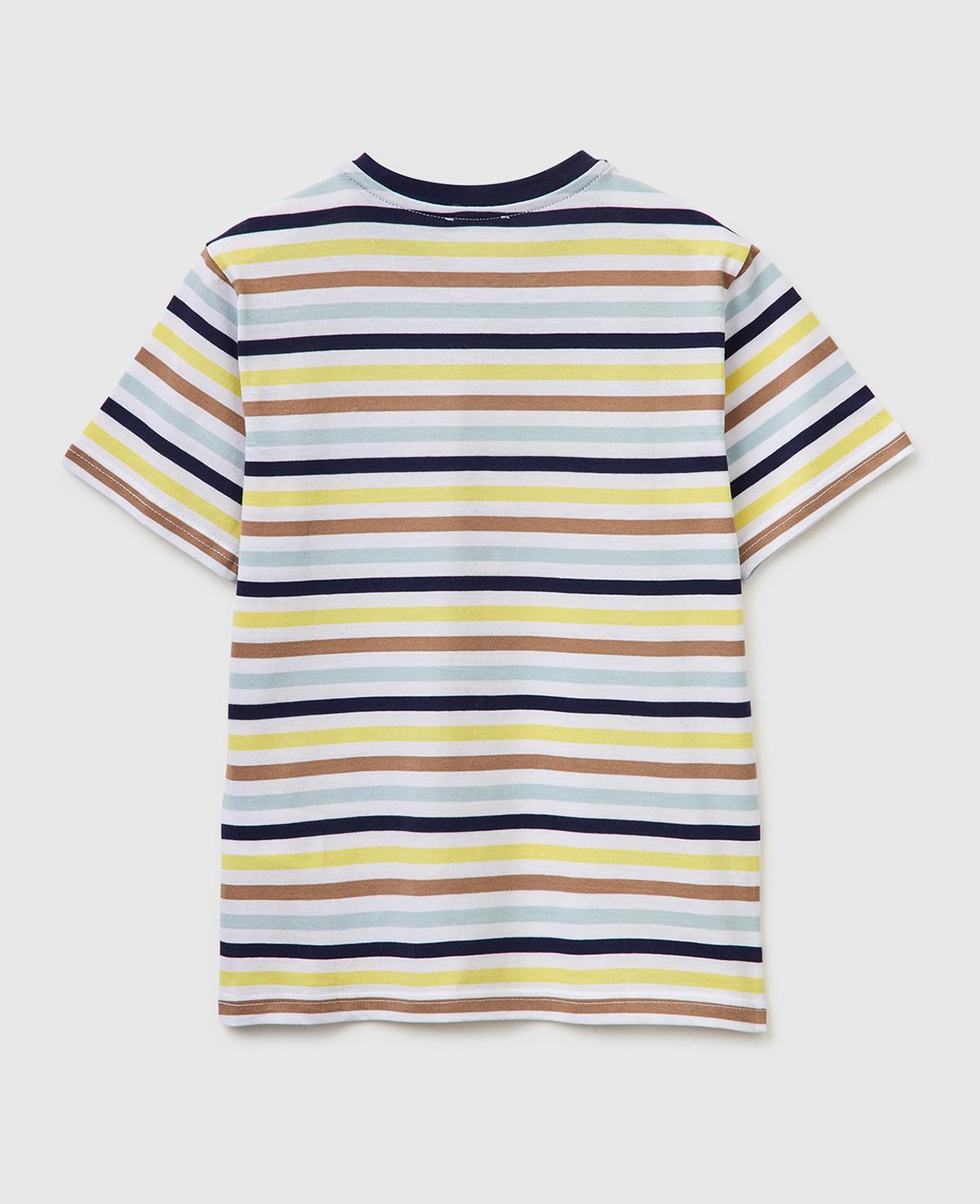 Erkek Çocuk Renkli Mix Çok Renkli Logo İşlemeli Çizgili T-Shirt