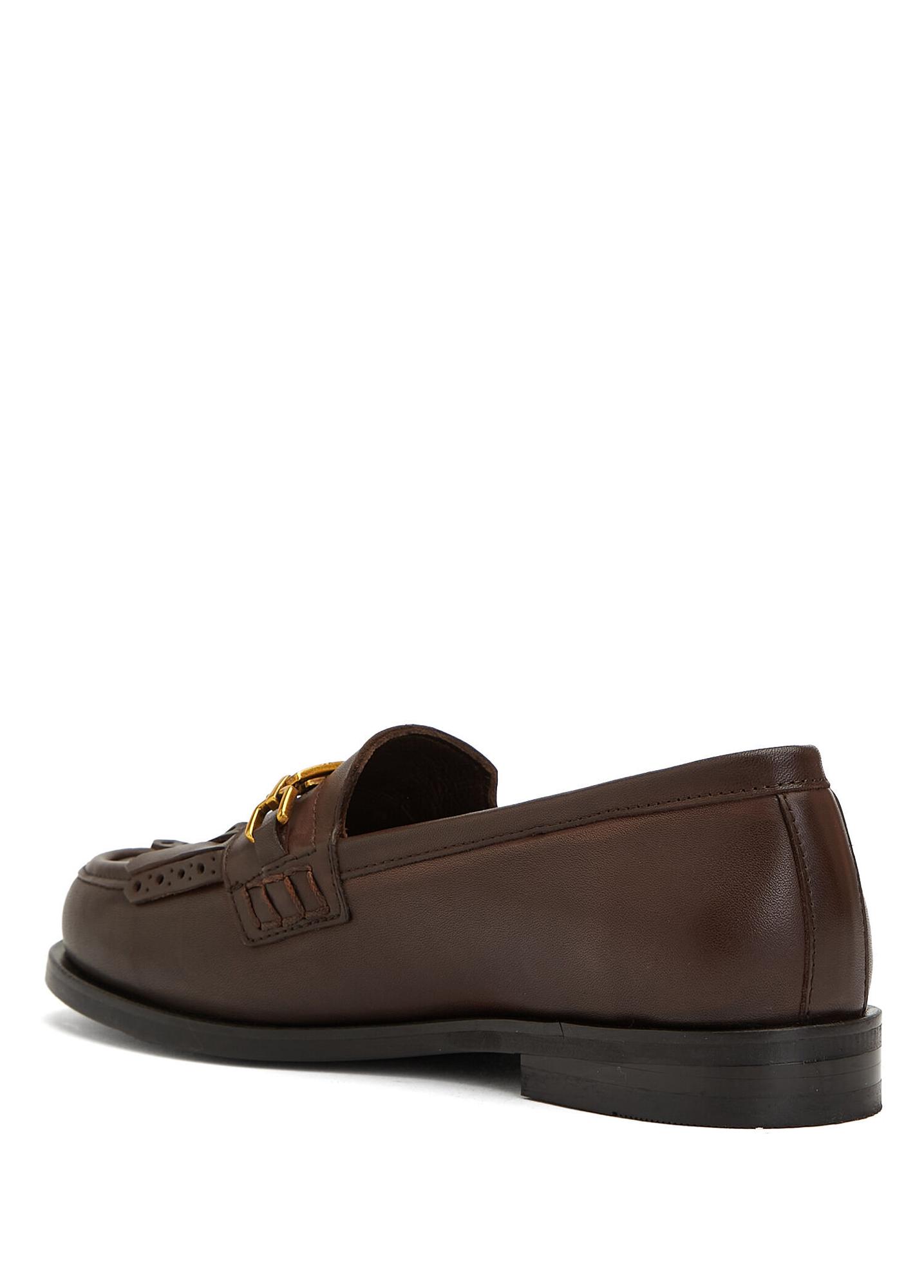 Beymen Club Kadın Kahverengi Zincir Logo Detaylı Deri Loafer
