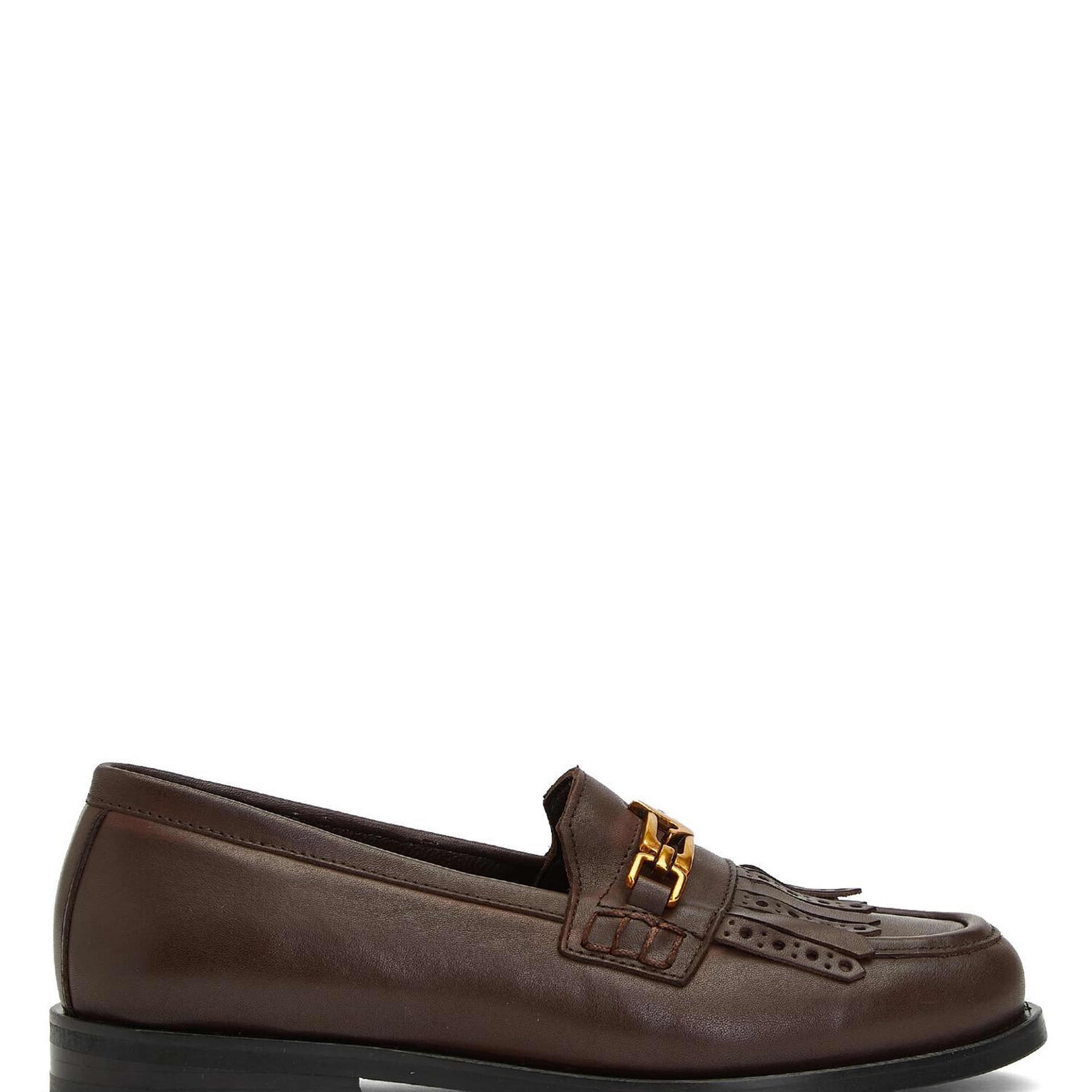 Beymen Club Kadın Kahverengi Zincir Logo Detaylı Deri Loafer
